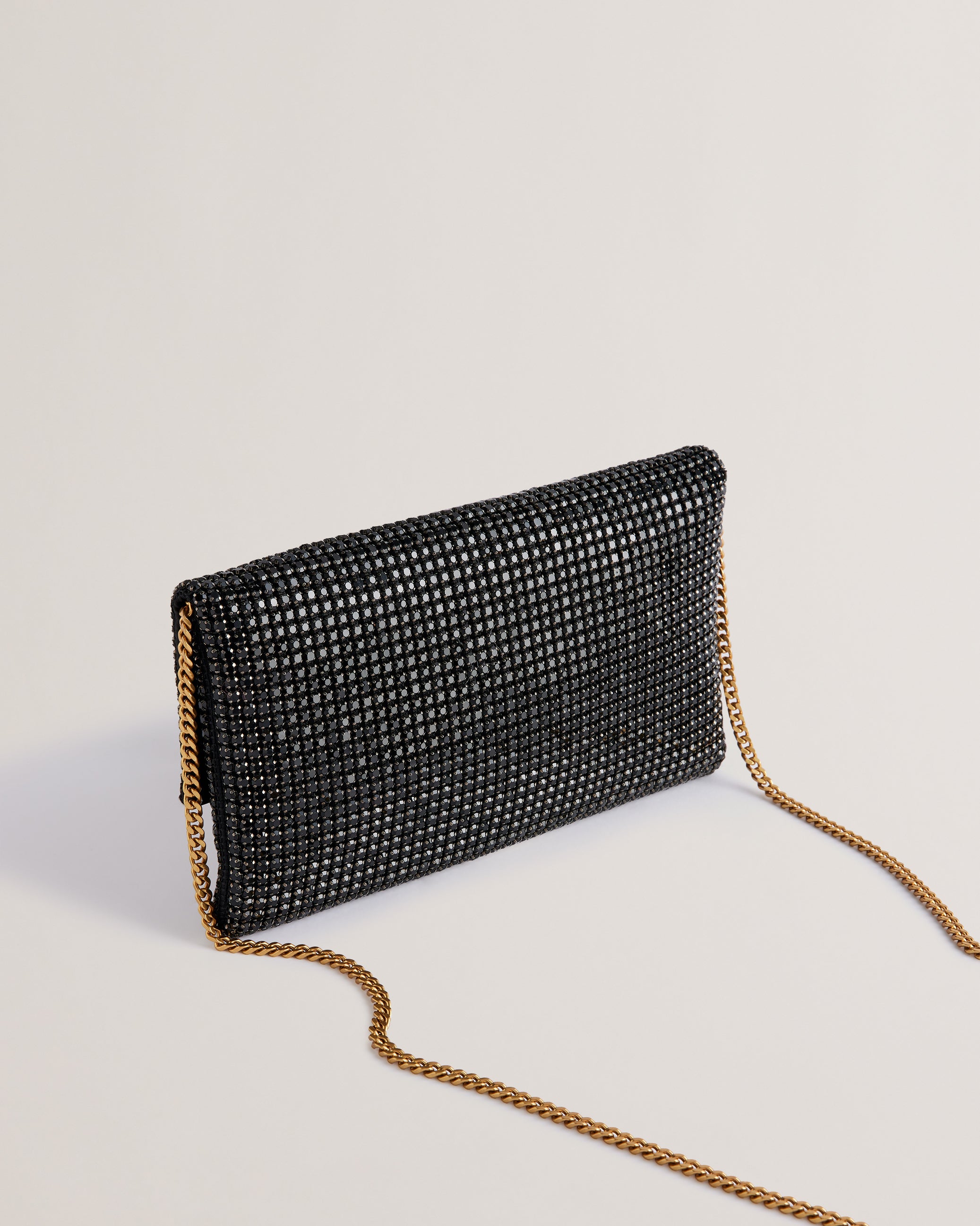 Women's Kristn-Crystal Long Fold Over Crossbody Black Ted Baker South Africa Bellabags