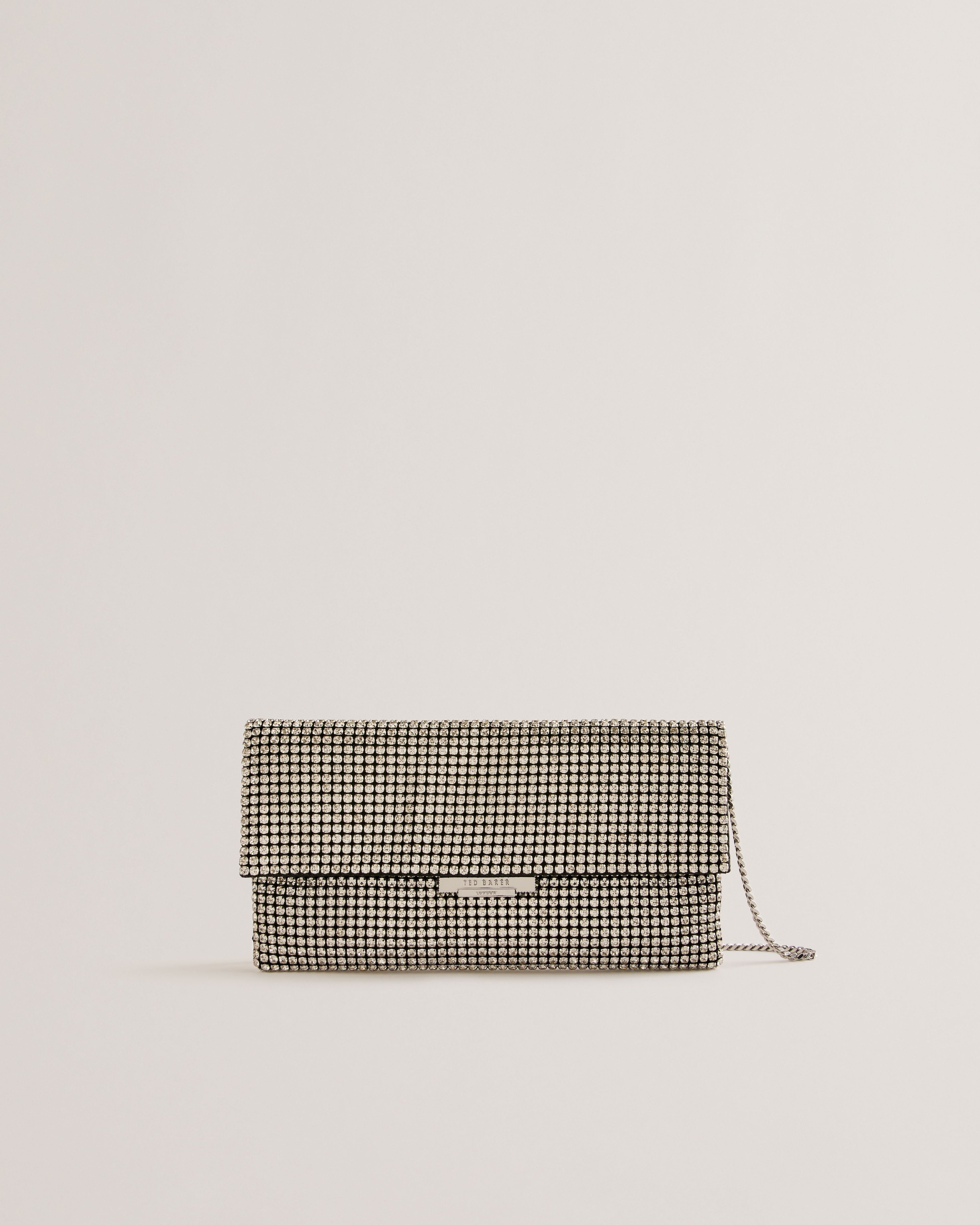 Women's Kristn-Crystal Long Fold Over Crossbody Silver Ted Baker South Africa Bellabags