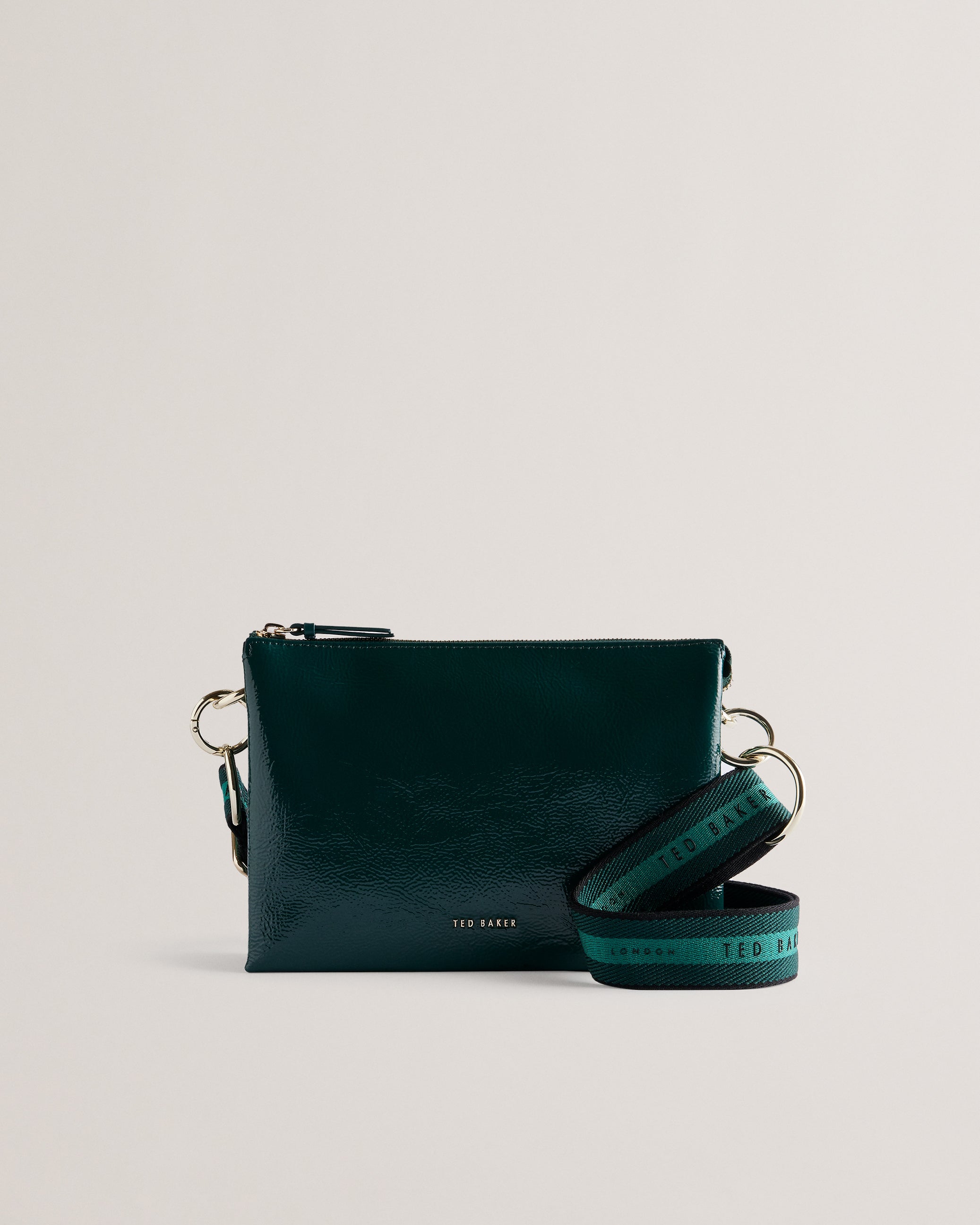 Women's Dawcey-Webbing Leather Crinkle Crossbody Mid-Green Ted Baker South Africa Bellabags