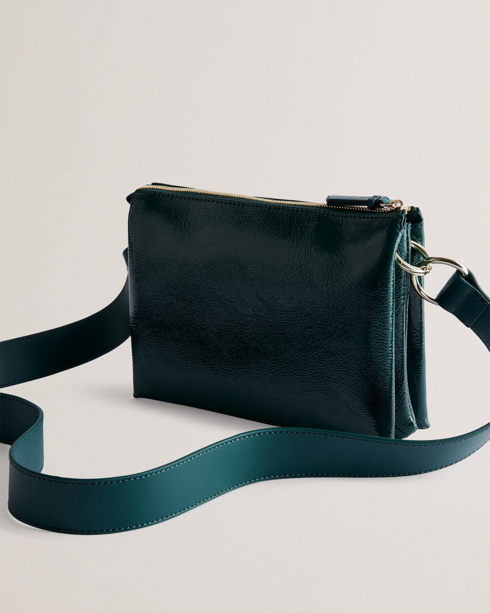 Women's Dawcey-Webbing Leather Crinkle Crossbody Mid-Green Ted Baker South Africa Bellabags