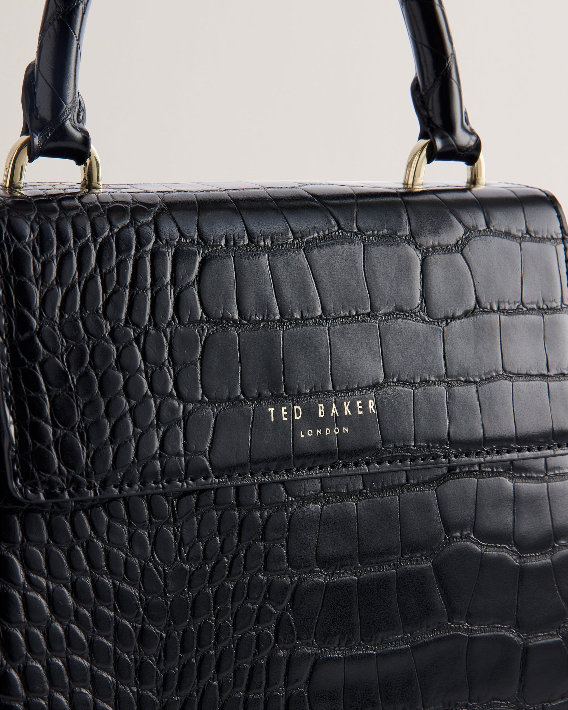 Women's Aynaya-Croc Effect Top Handle Small Bag Black Ted Baker South Africa