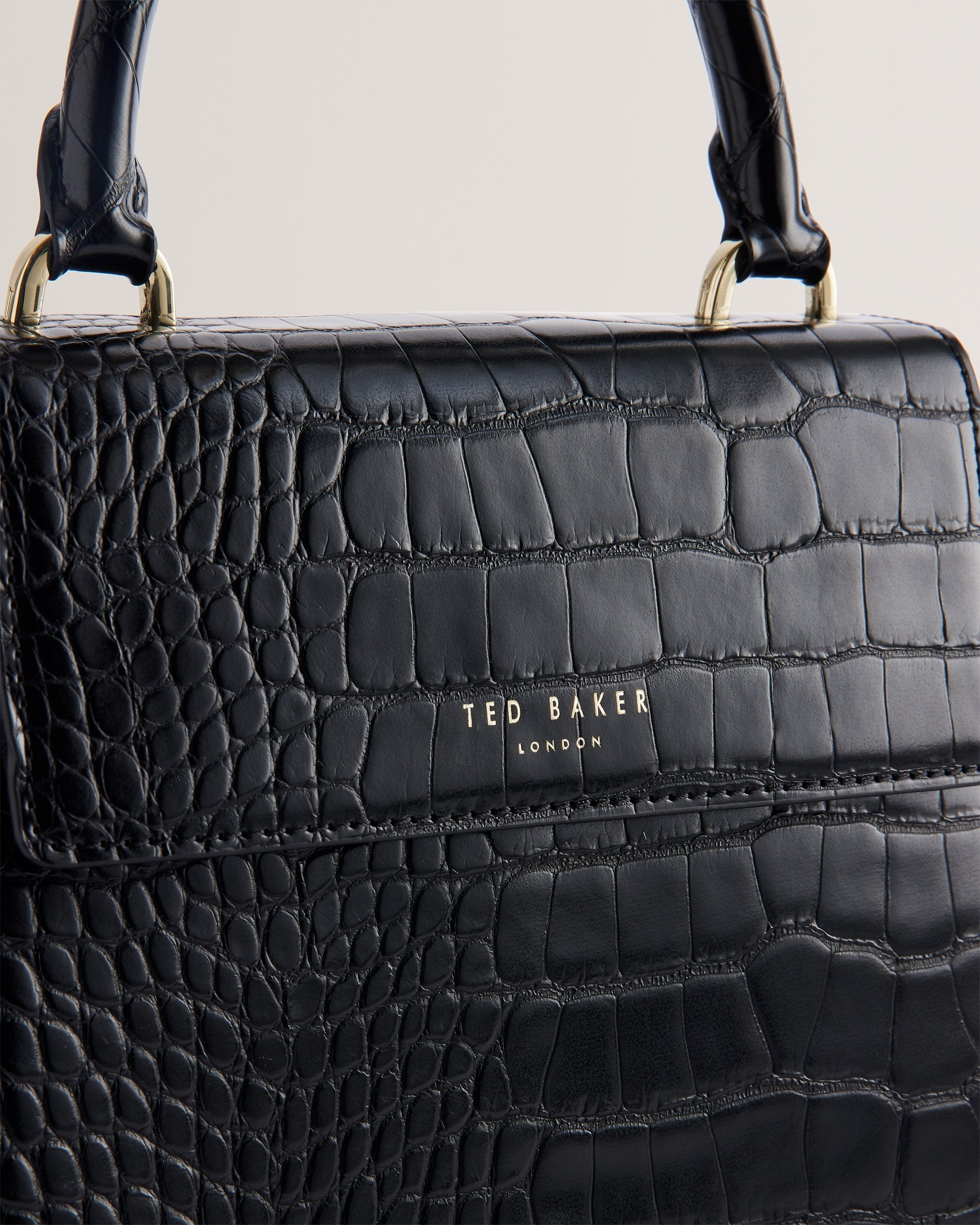 Women's Aynaya-Croc Effect Top Handle Small Bag Black Ted Baker South Africa Bellabags