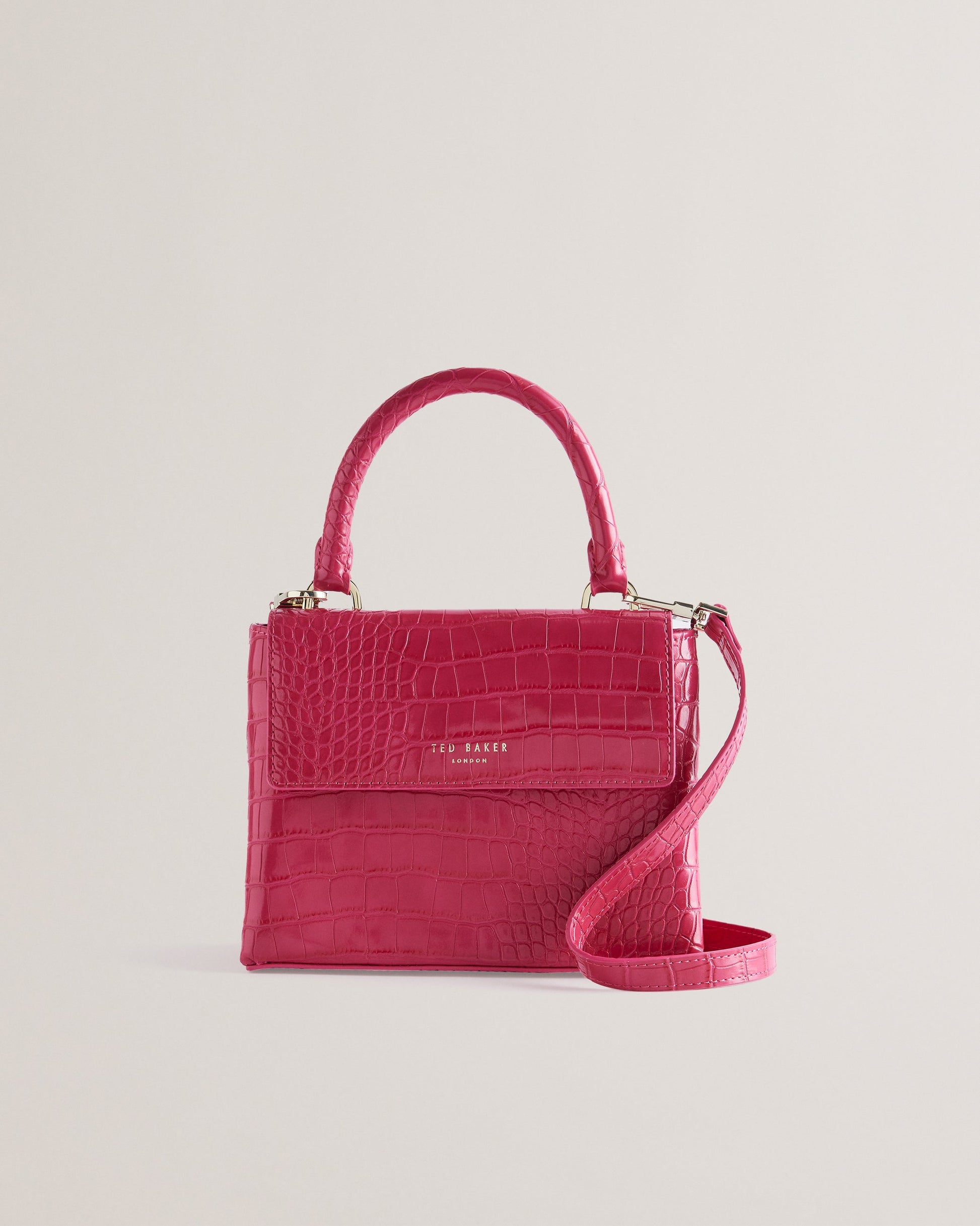 Women's Aynaya-Croc Effect Top Handle Small Bag Brt-Pink Ted Baker South Africa