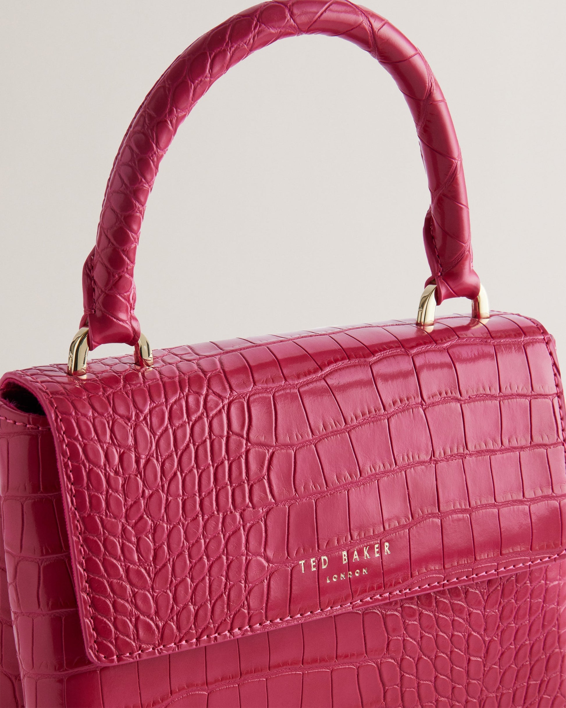Women's Aynaya-Croc Effect Top Handle Small Bag Brt-Pink Ted Baker South Africa