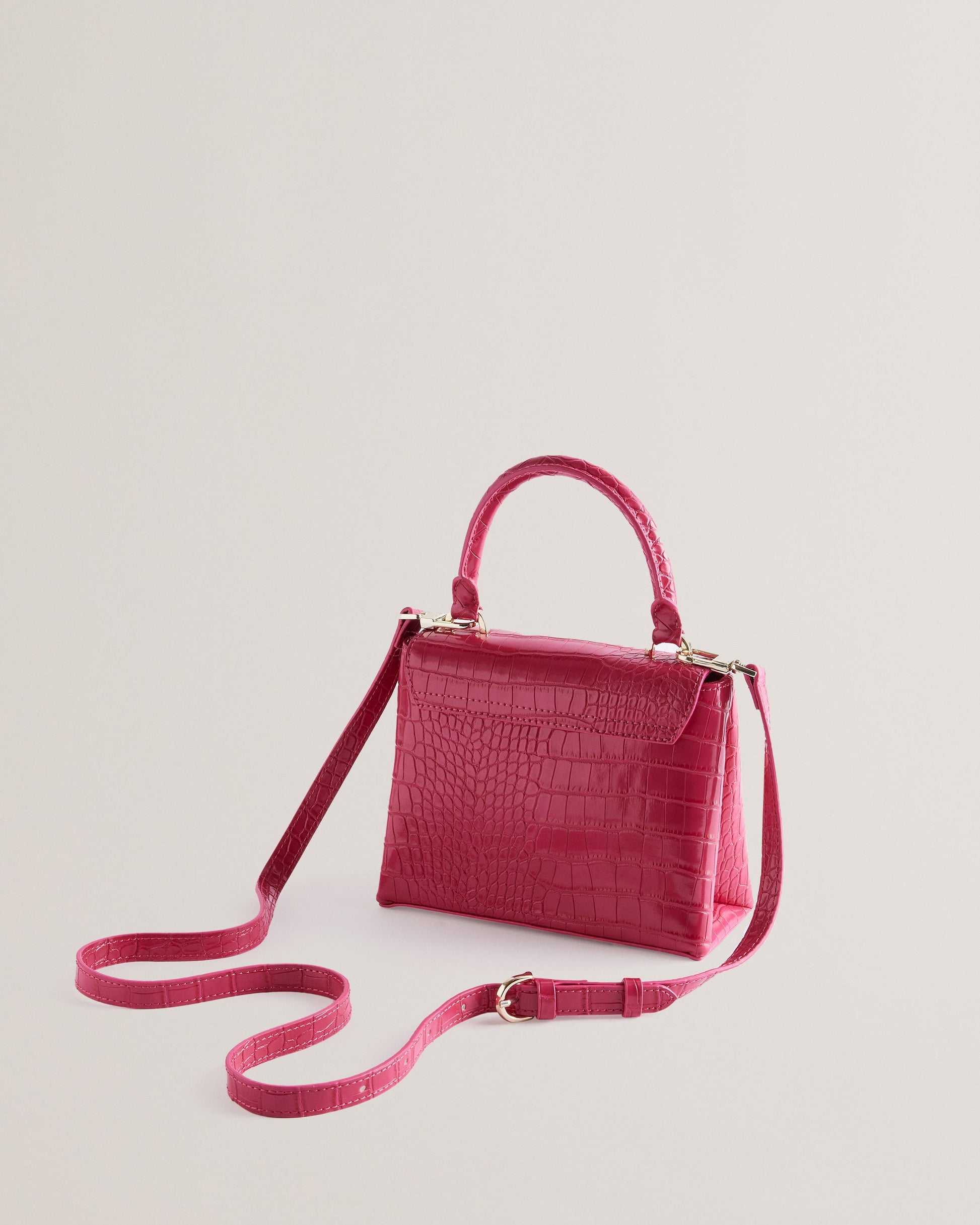 Women's Aynaya-Croc Effect Top Handle Small Bag Brt-Pink Ted Baker South Africa