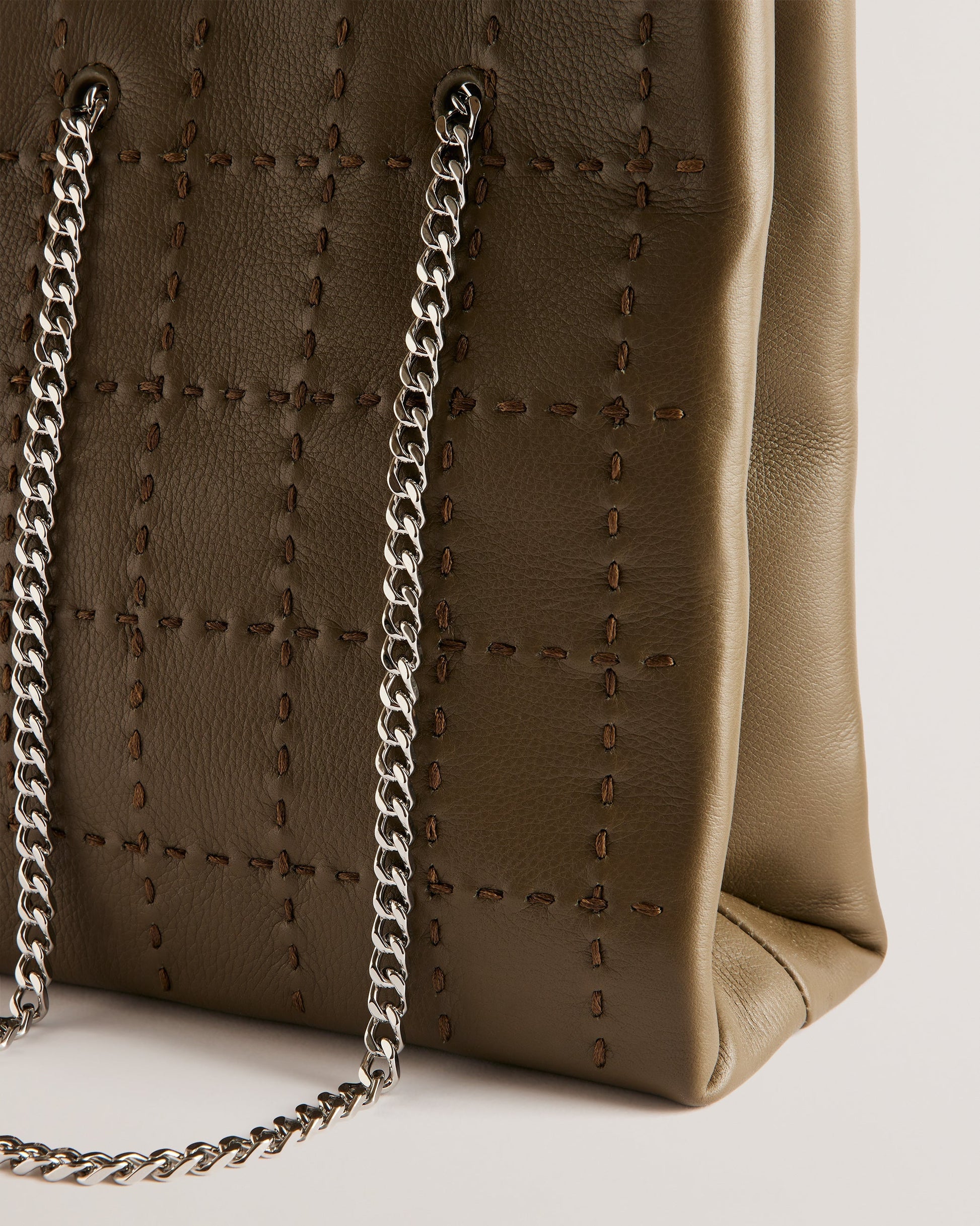 Women's Stalia-Checked Stitch Detail Small Bag Khaki Ted Baker South Africa