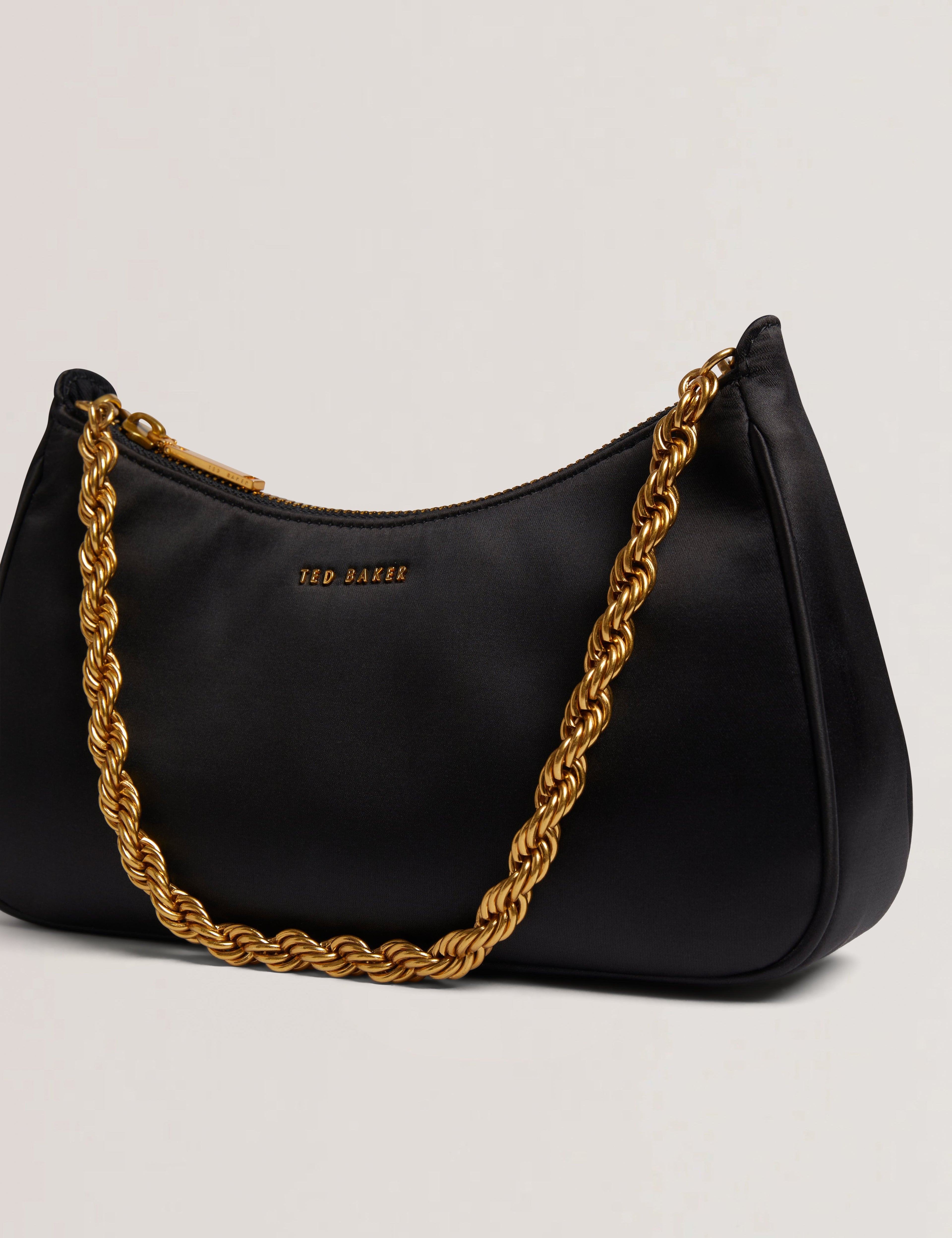 Women's AGNISE-Chain Detail Satin Shoulder Bag Black Ted Baker Bellabags