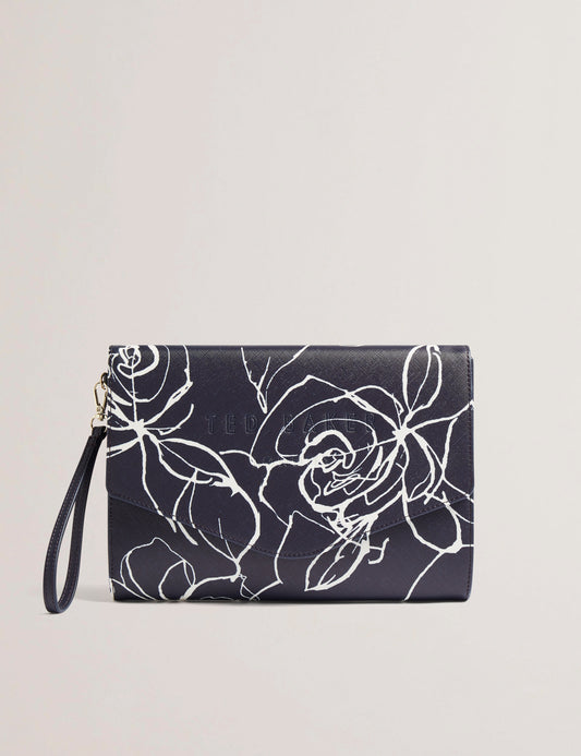 Women's ALMIKON-Linear Rose Pouch Navy Ted Baker South Africa