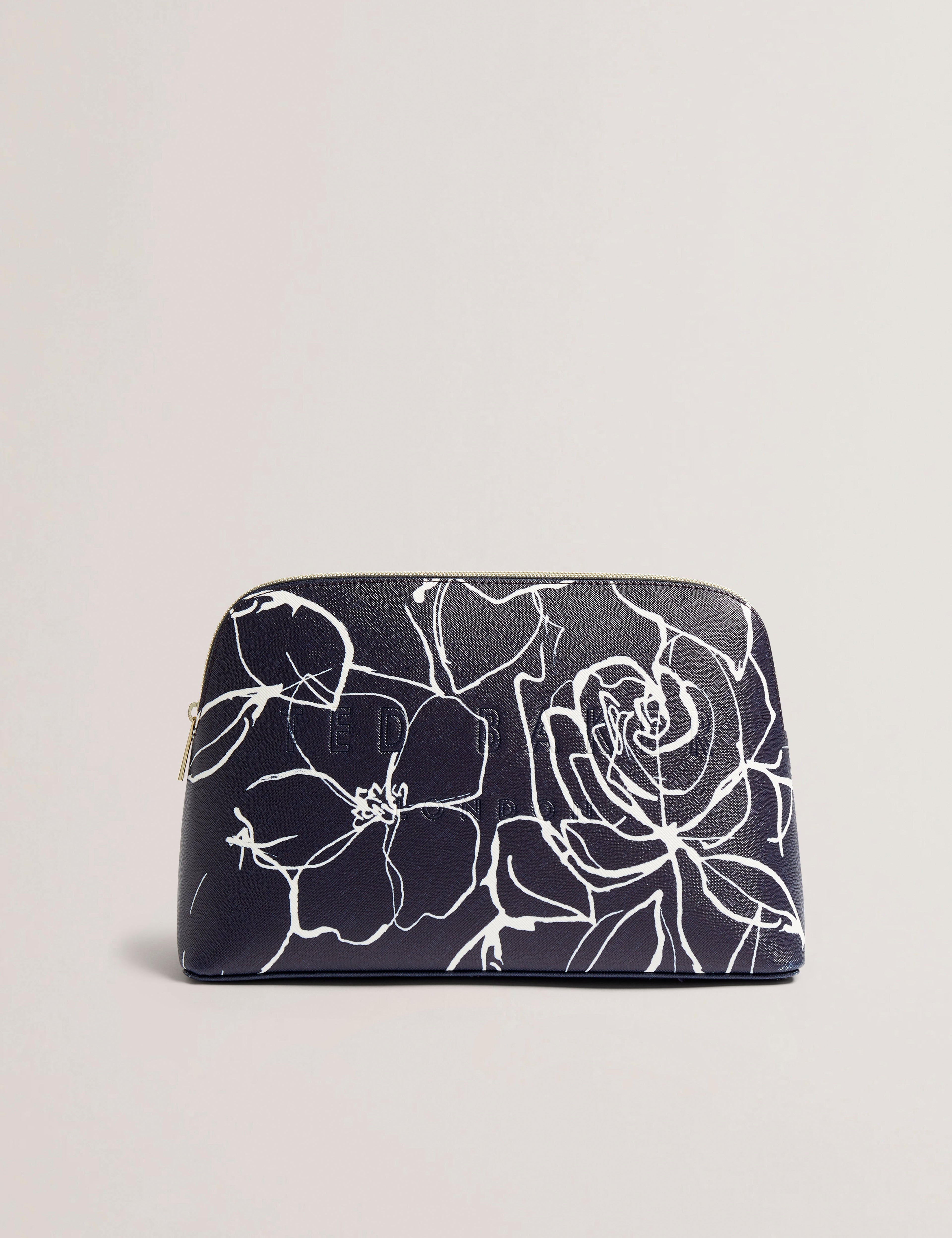 Women's ALIUMI-Linear Rose Large Washbag Navy Ted Baker Bellabags
