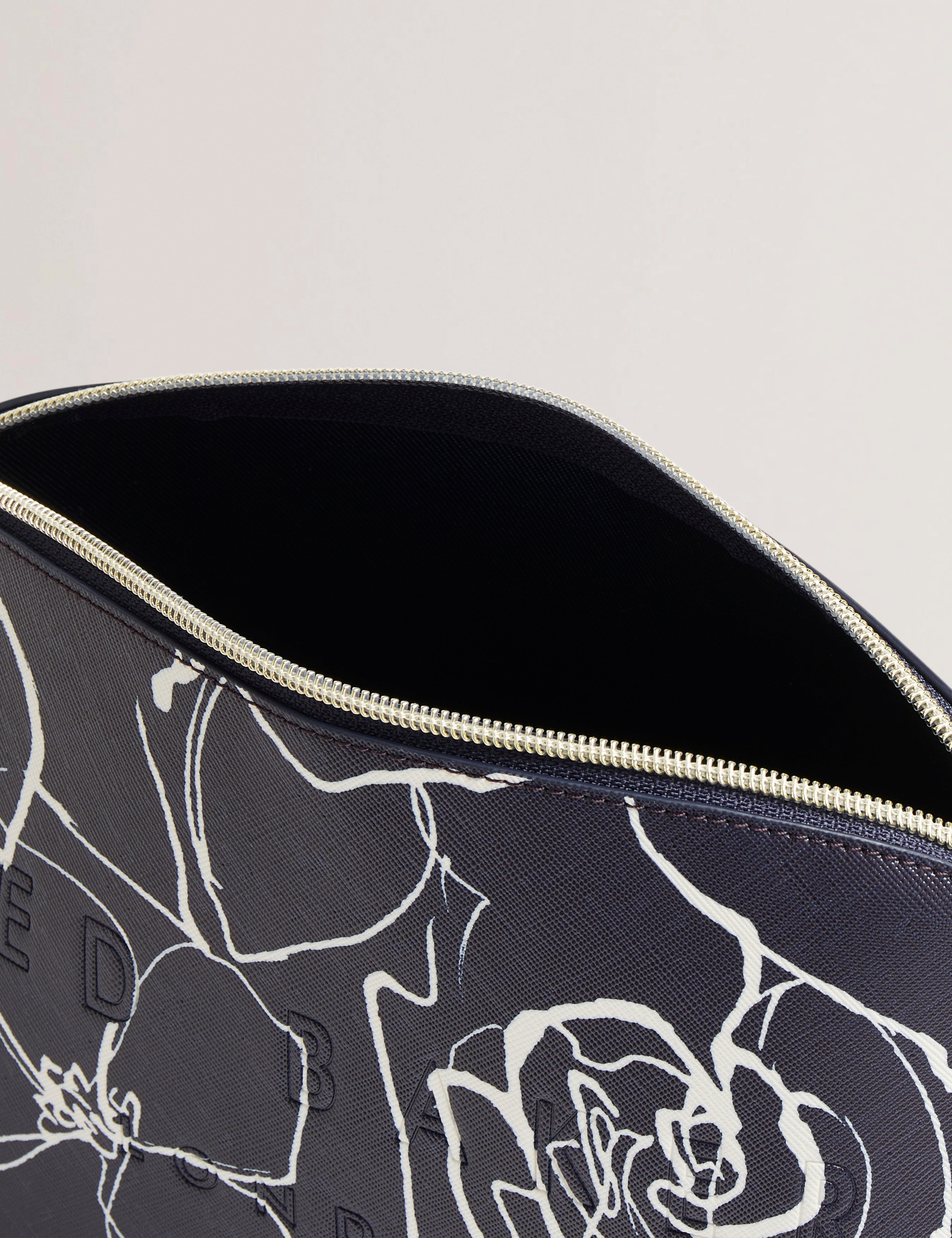 Women's ALIUMI-Linear Rose Large Washbag Navy Ted Baker Bellabags