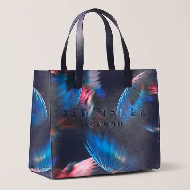 Women's FEAICON-Feather Print Extra Large Bag Navy Ted Baker South Africa Bellabags