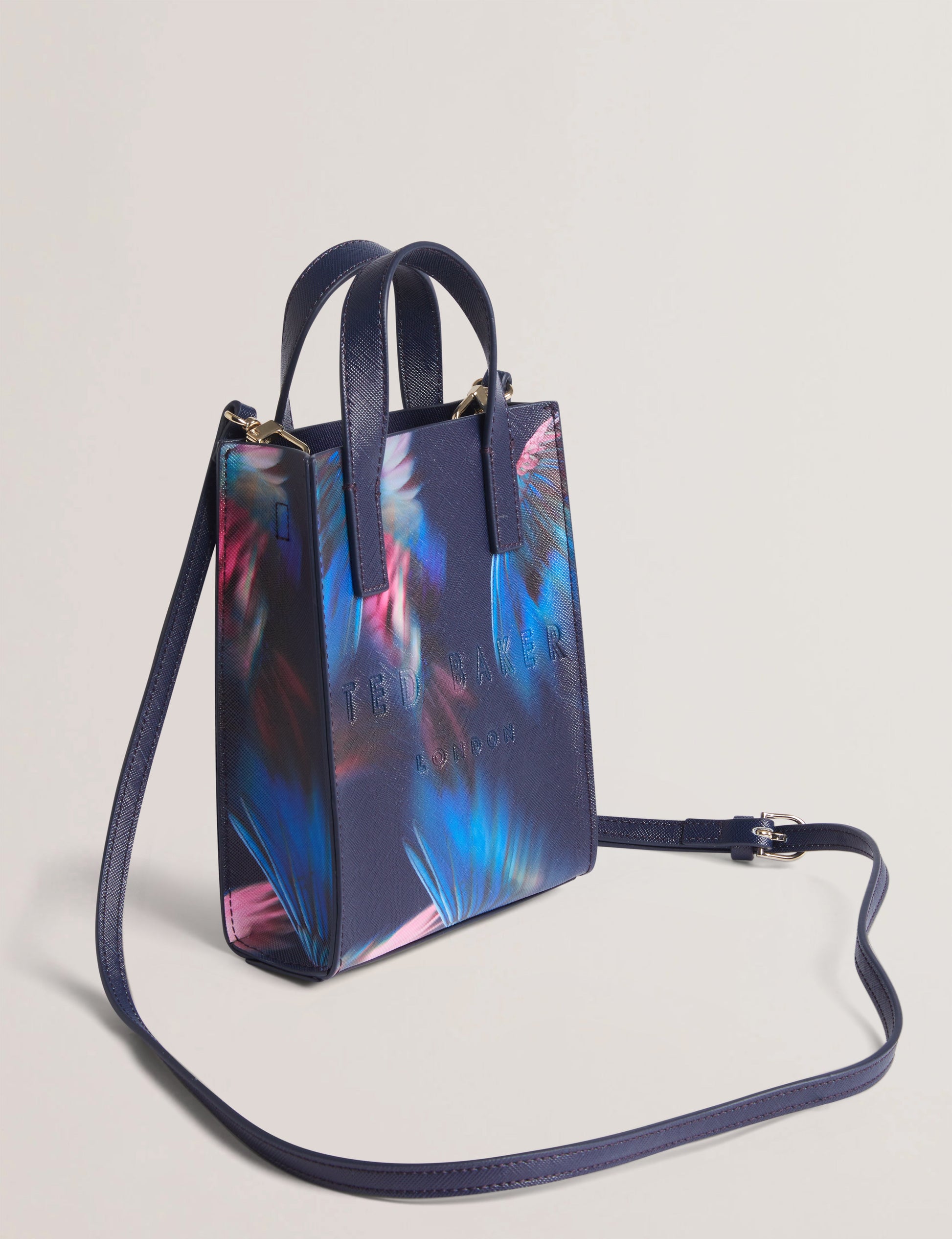 Women's FEACON-Feather Print Mini Icon Bag Navy Ted Baker South Africa
