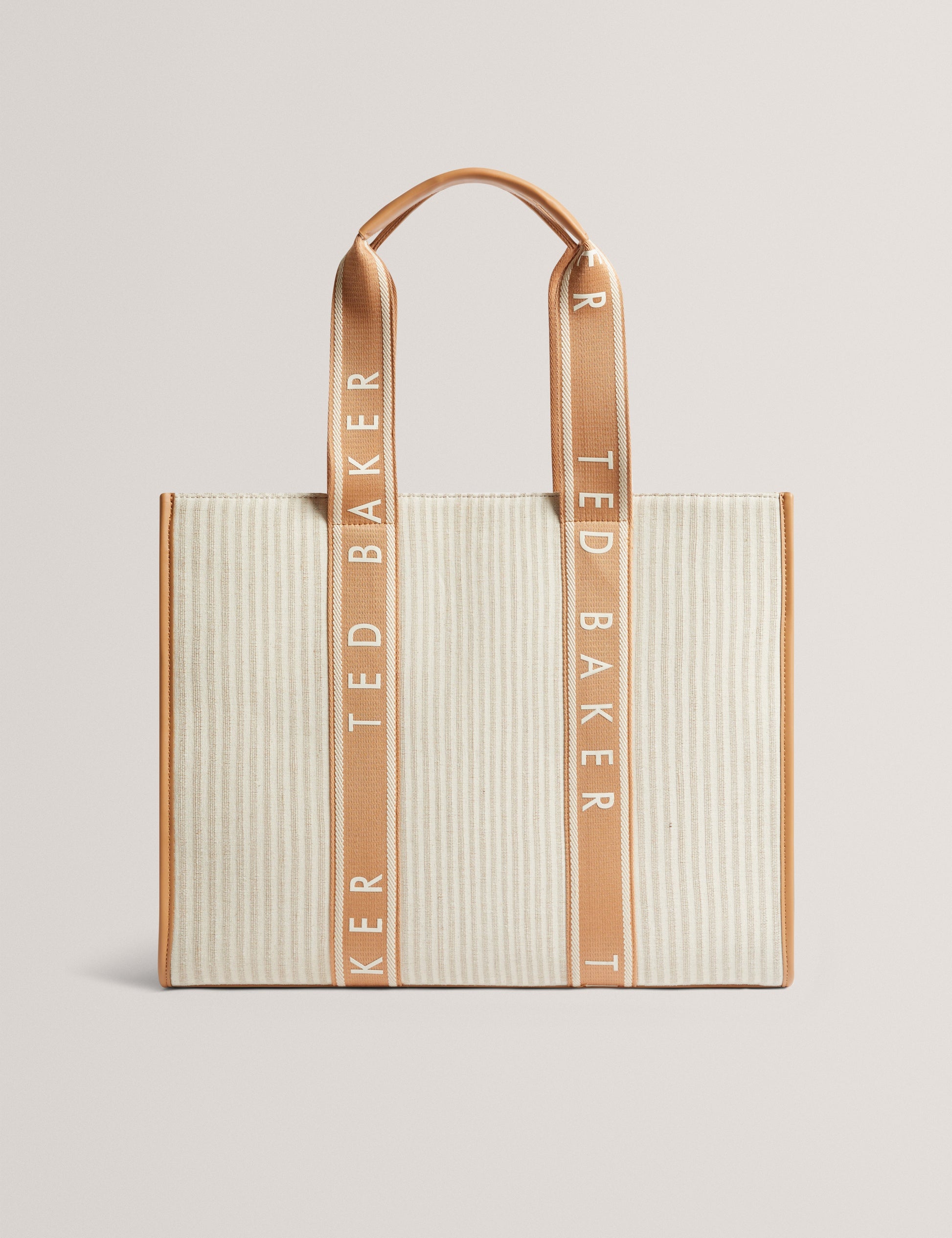 Women's HAYLLEE-Striped Canvas Large Icon Bag Camel Ted Baker South Africa