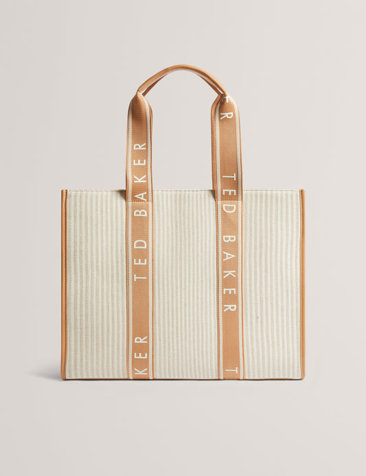 Women's HAYLLEE-Striped Canvas Large Icon Bag Camel Ted Baker South Africa