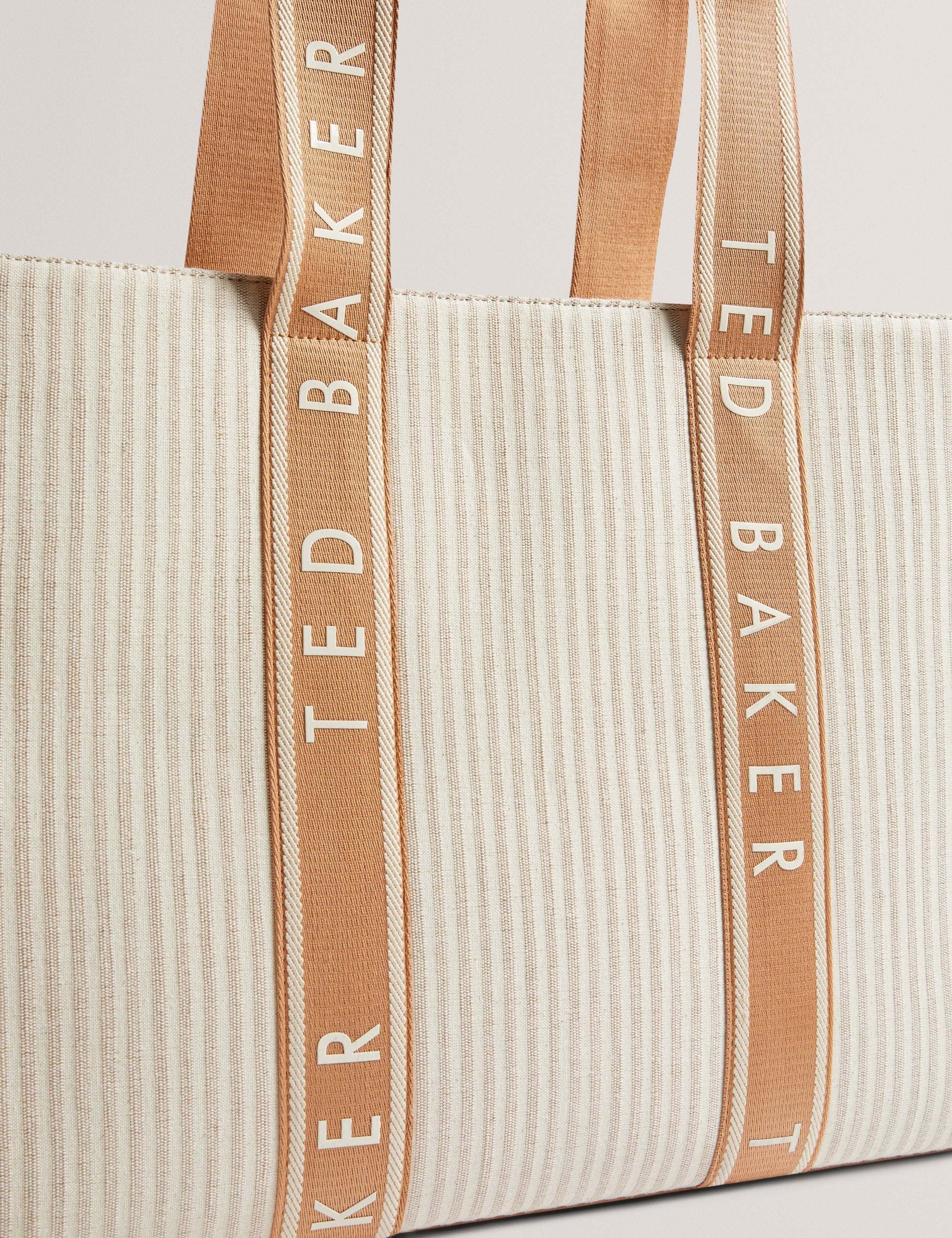 Women's HAYLLEE-Striped Canvas Large Icon Bag Camel Ted Baker South Africa