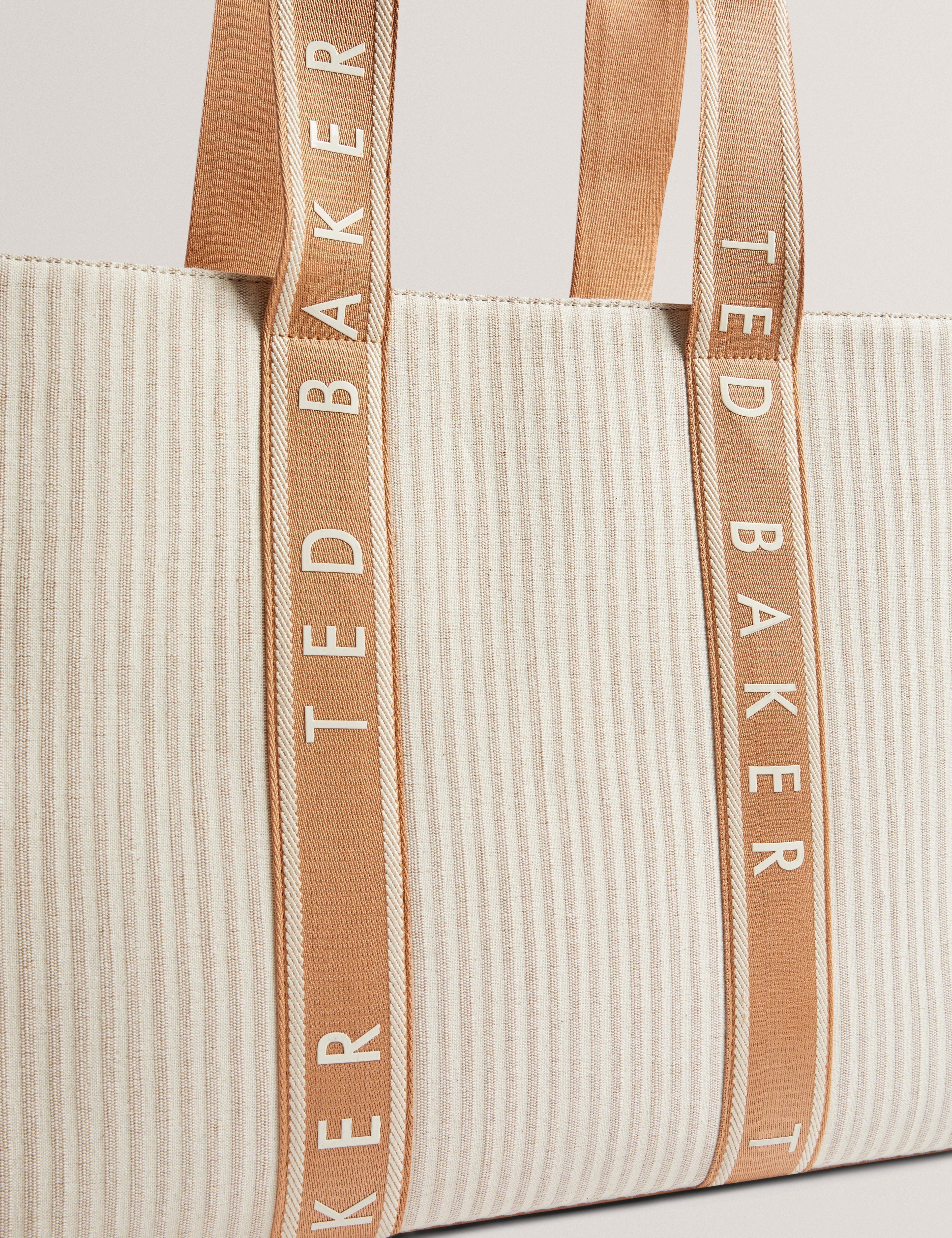 Women's HAYLLEE-Striped Canvas Large Icon Bag Camel Ted Baker South Africa Bellabags