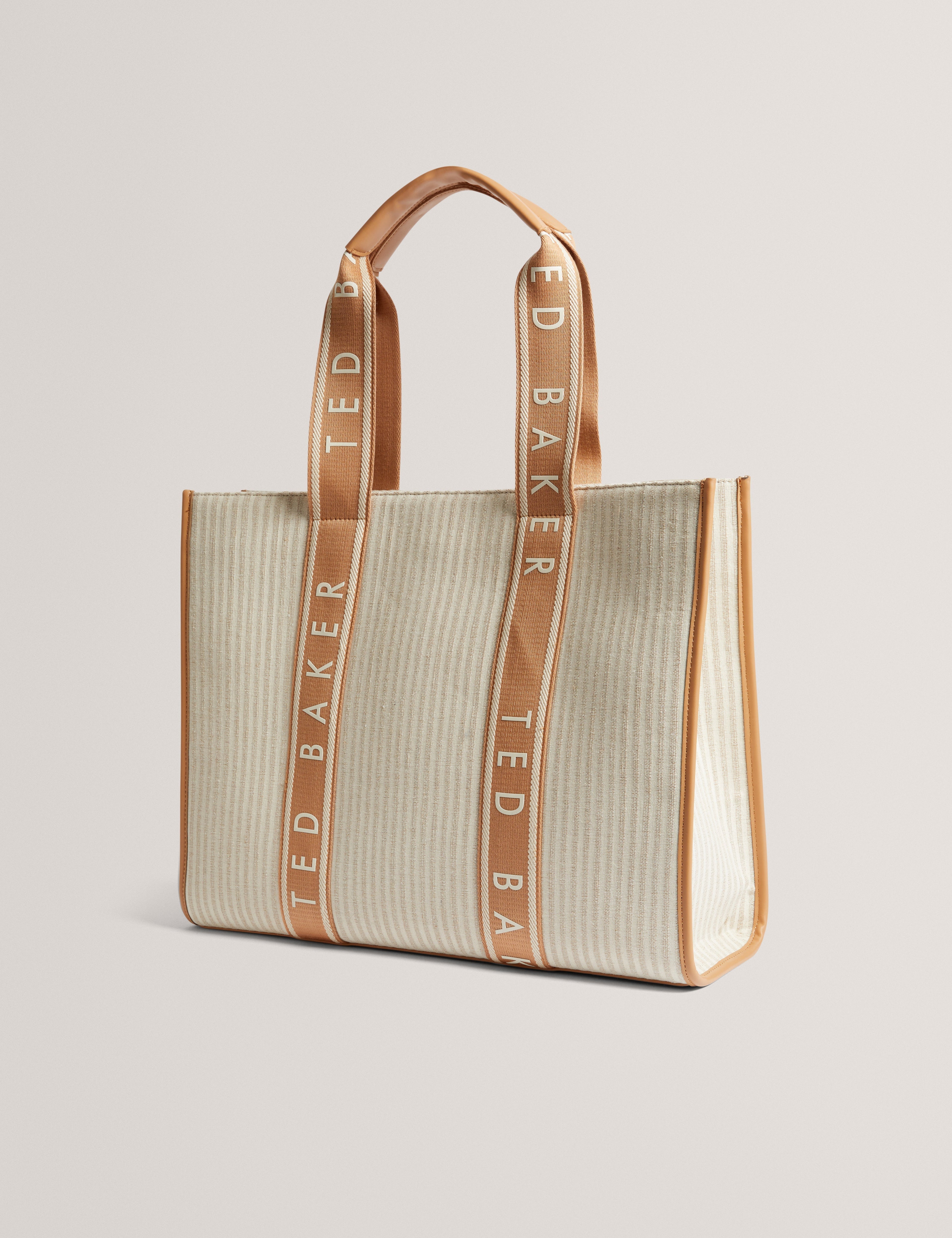 Women's HAYLLEE-Striped Canvas Large Icon Bag Camel Ted Baker South Africa Bellabags