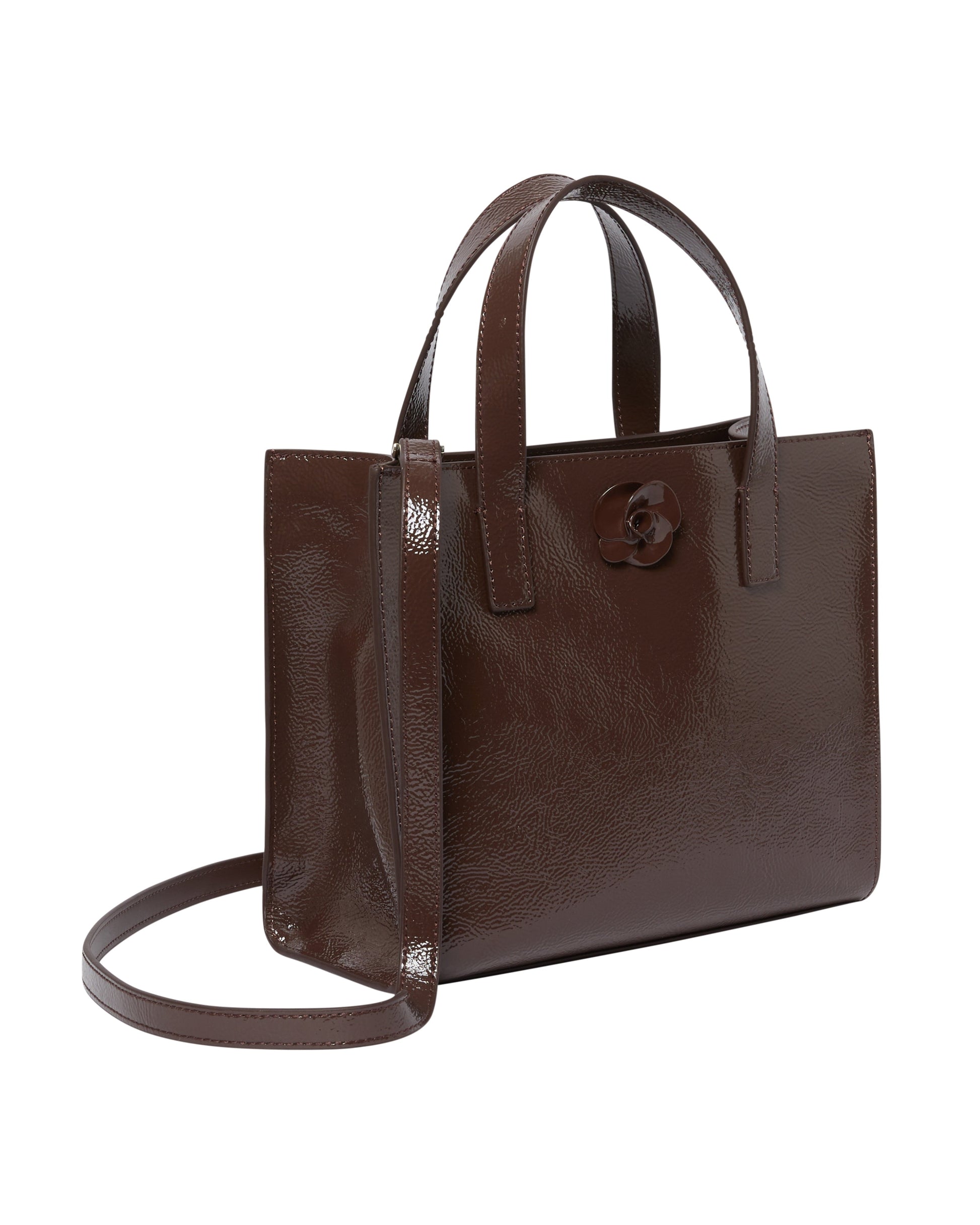 Women's ROUSETA-Rose Detail Midi Leather Bag Brn-Choc Ted Baker South Africa
