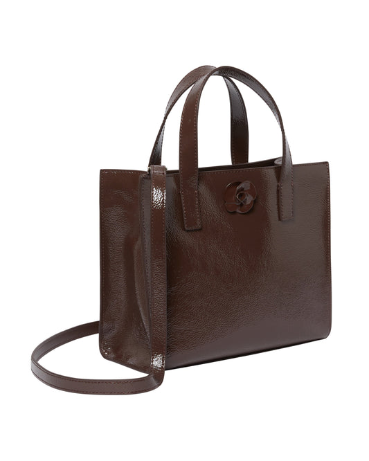 Women's ROUSETA-Rose Detail Midi Leather Bag Brn-Choc Ted Baker South Africa