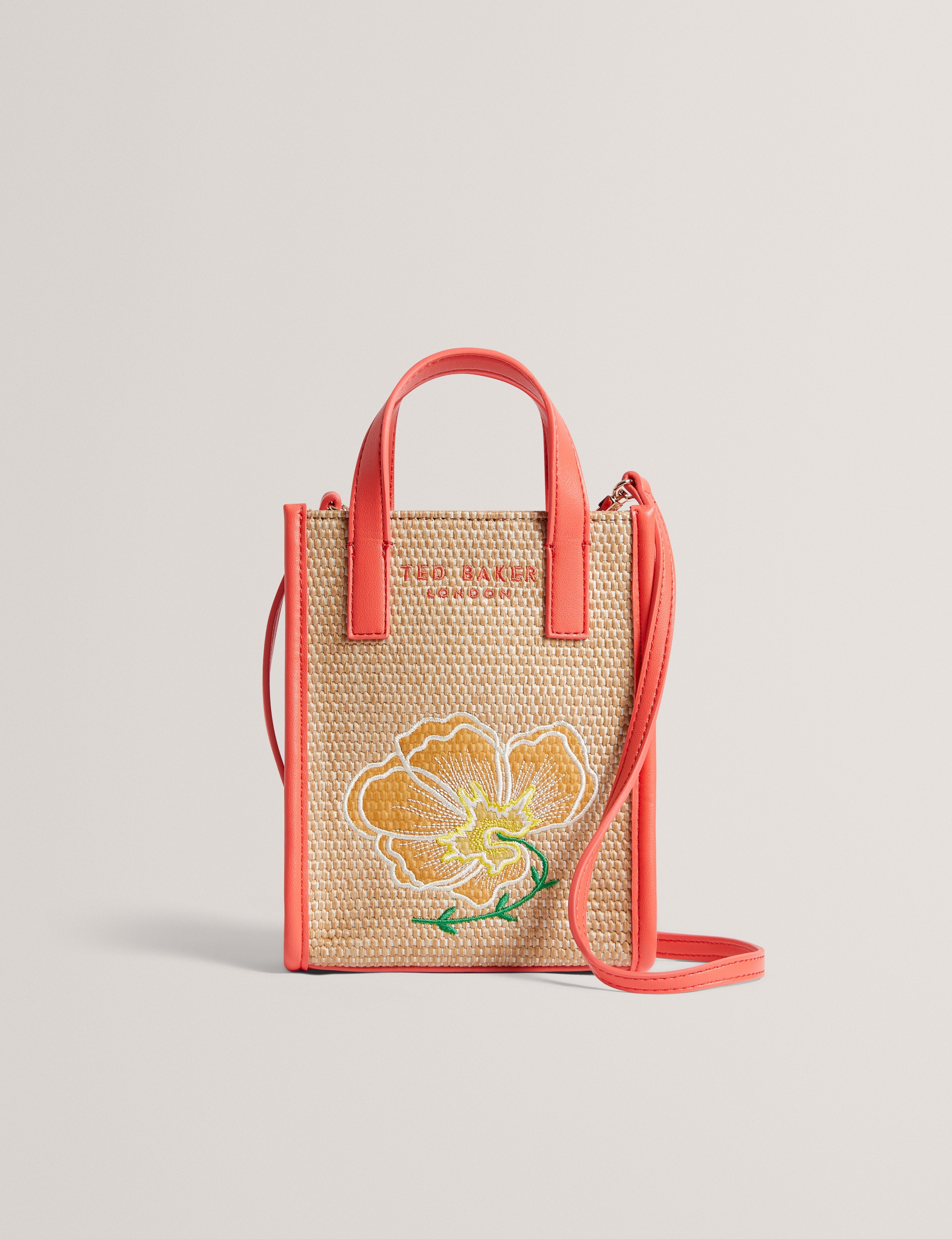 Women's FLOWENA-Faux Raffia Embroidered Nano Ted Baker South Africa Bellabags