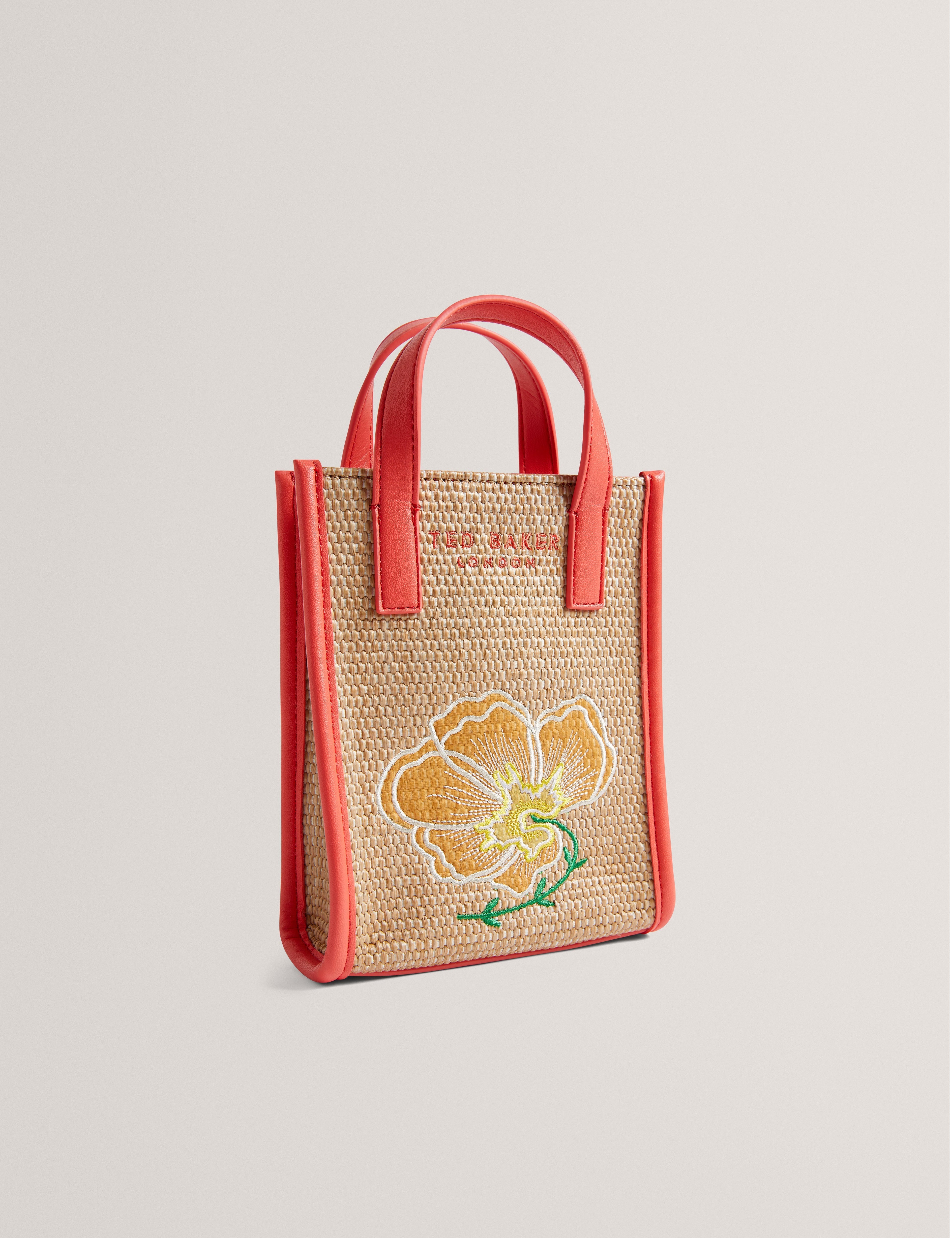 Women's FLOWENA-Faux Raffia Embroidered Nano Ted Baker South Africa Bellabags