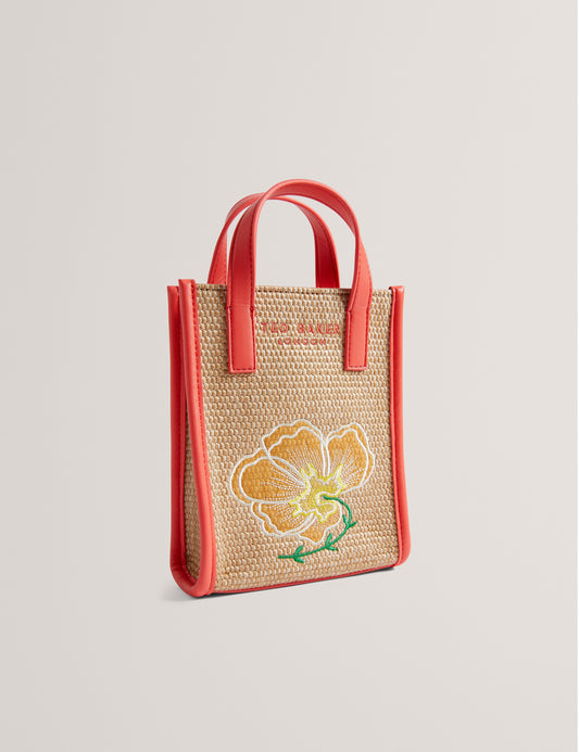 Women's FLOWENA-Faux Raffia Embroidered Nano Ted Baker South Africa Bellabags