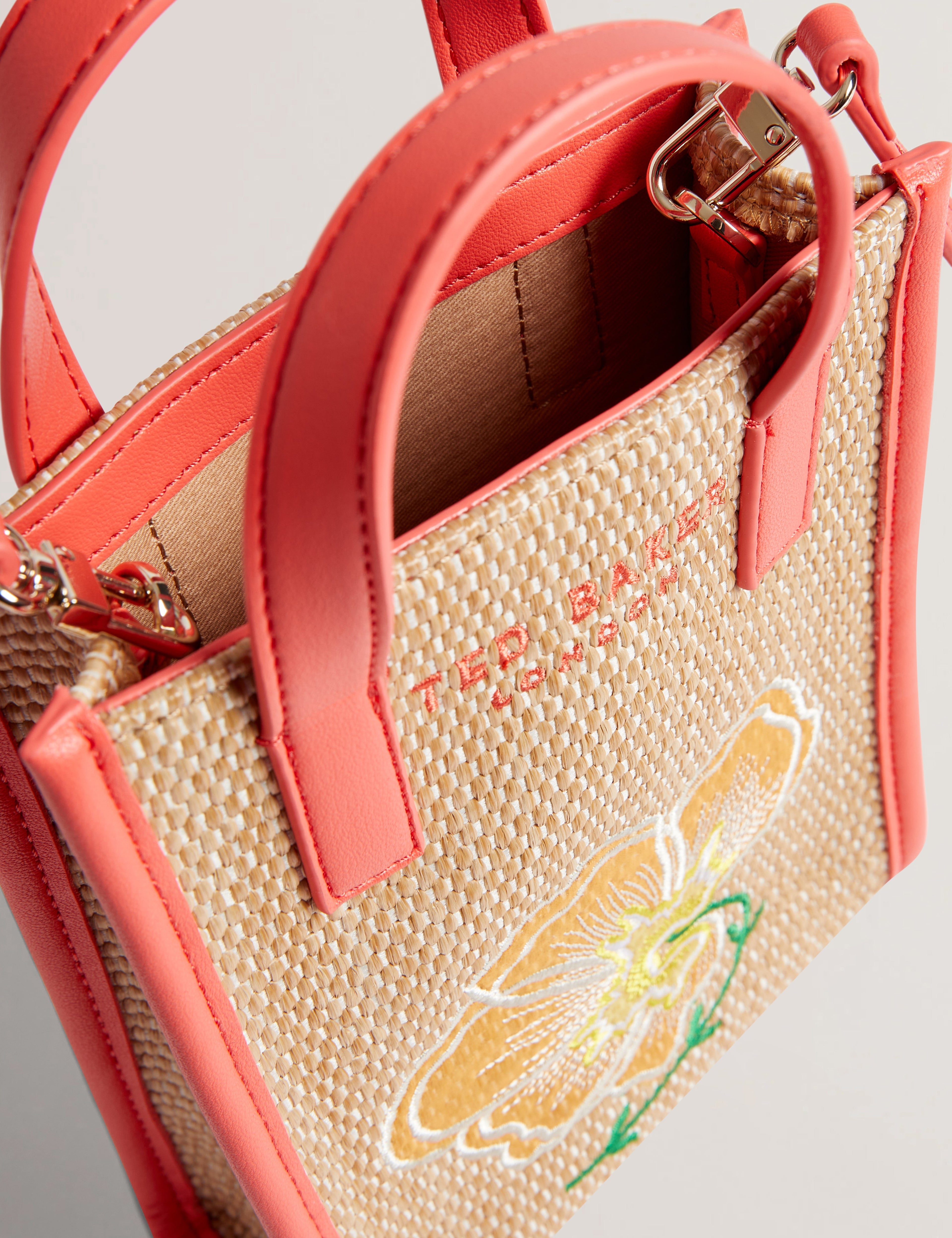 Women's FLOWENA-Faux Raffia Embroidered Nano Ted Baker South Africa Bellabags