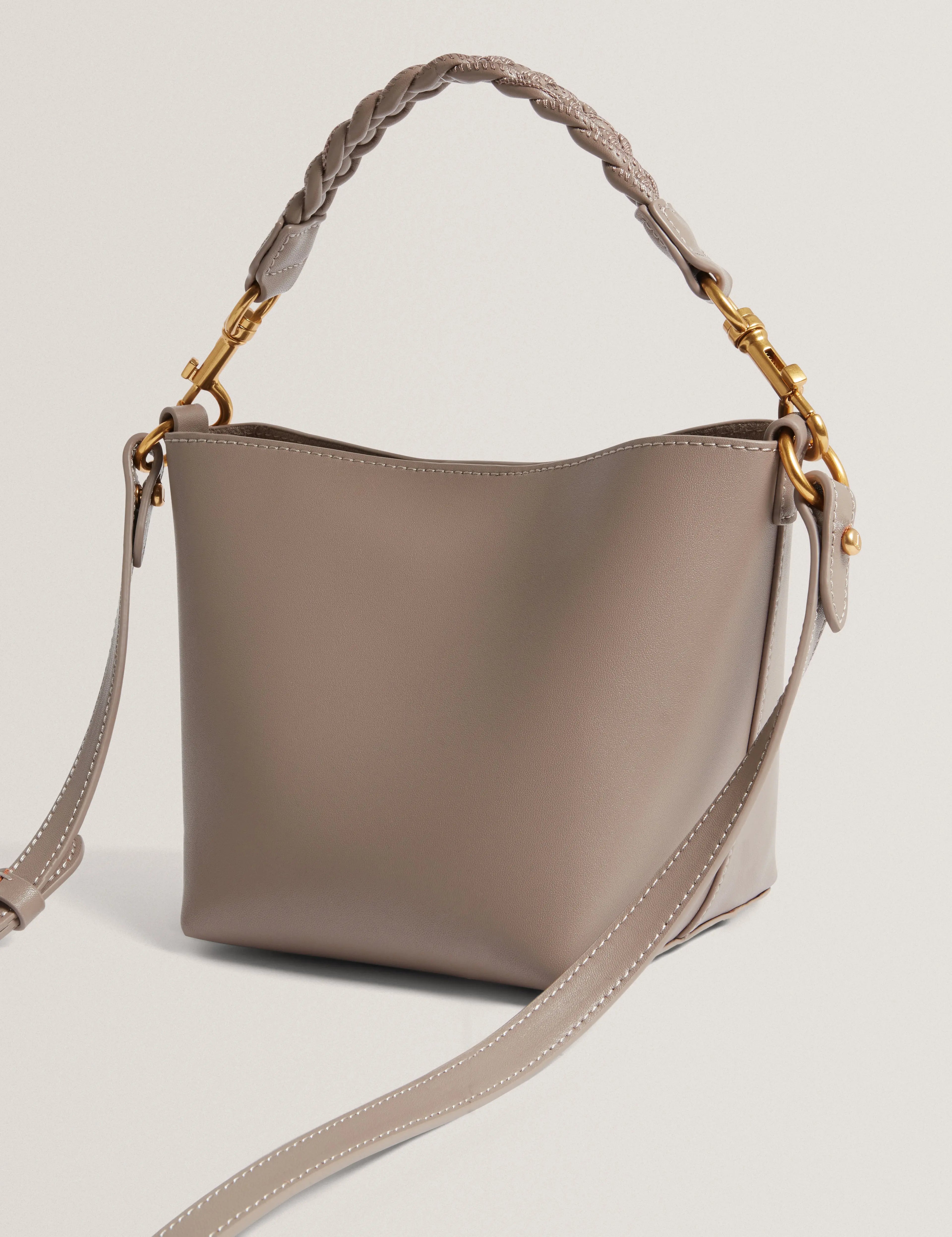 WAVELY: Weave Handle Leather Small Bucket Bag - Bellabags Ted Baker