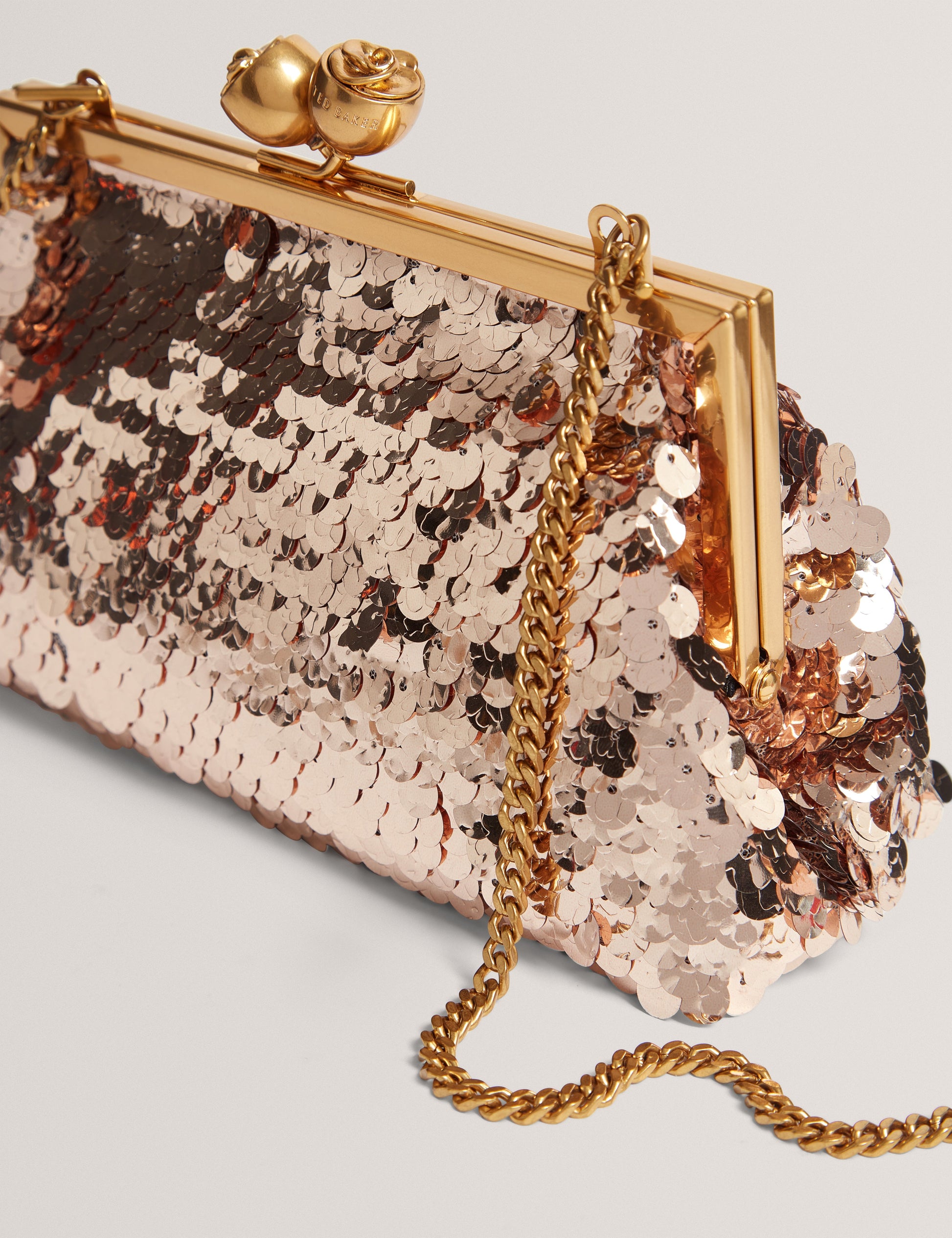 SEQUINZ: Rose Detail Sequin Clutch Bag Ted Baker South Africa