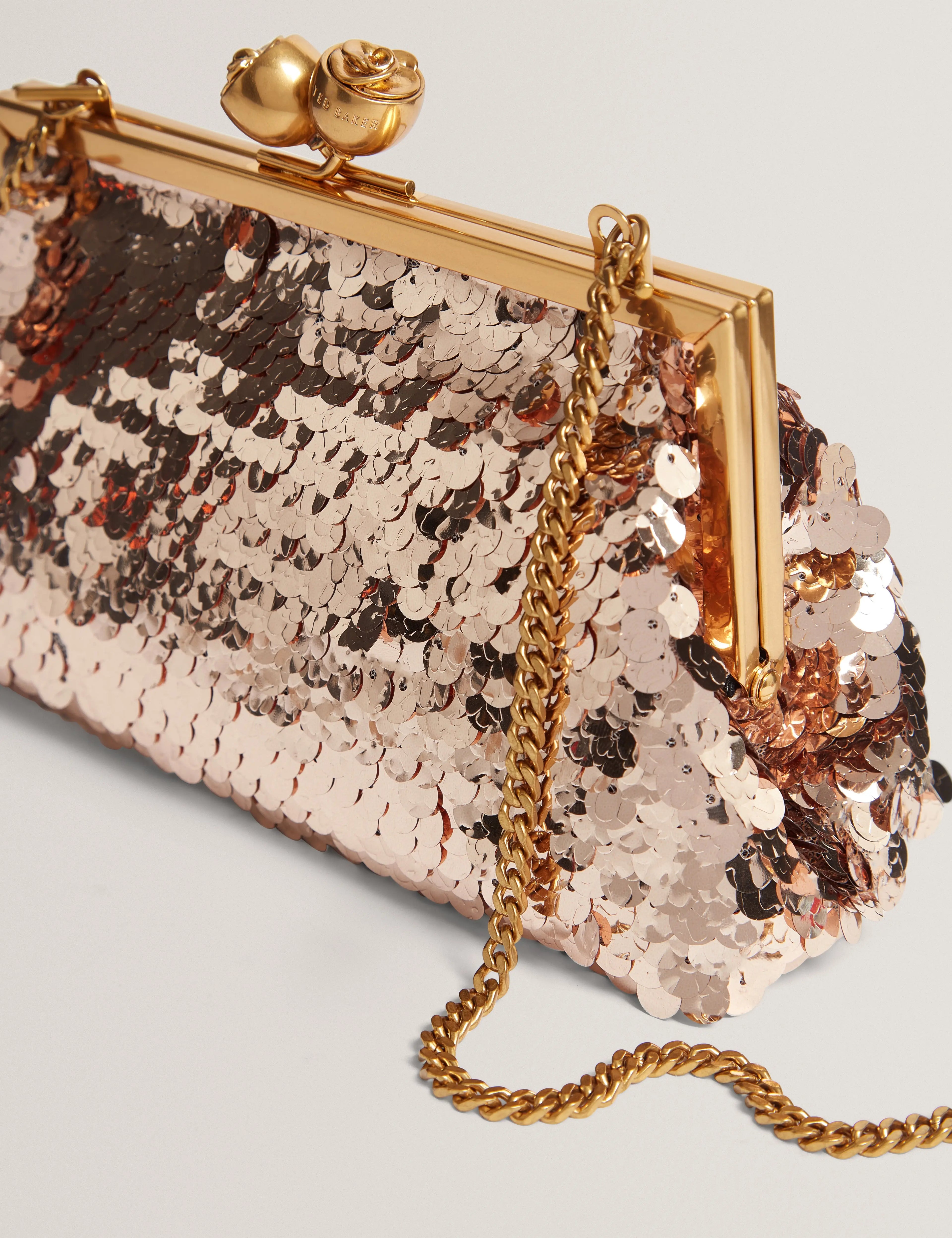 SEQUINZ: Rose Detail Sequin Clutch Bag - Bellabags Ted Baker