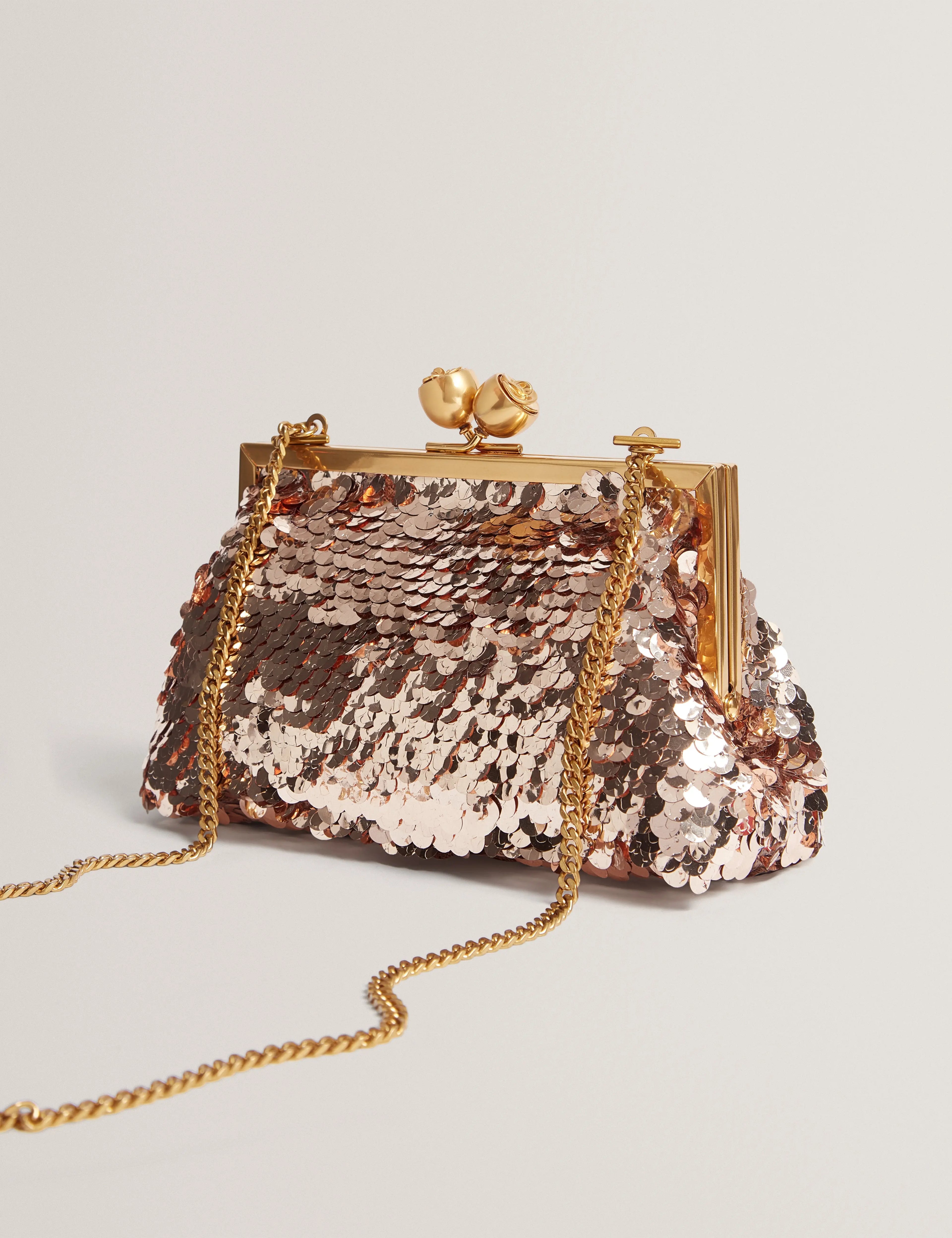 SEQUINZ: Rose Detail Sequin Clutch Bag - Bellabags Ted Baker