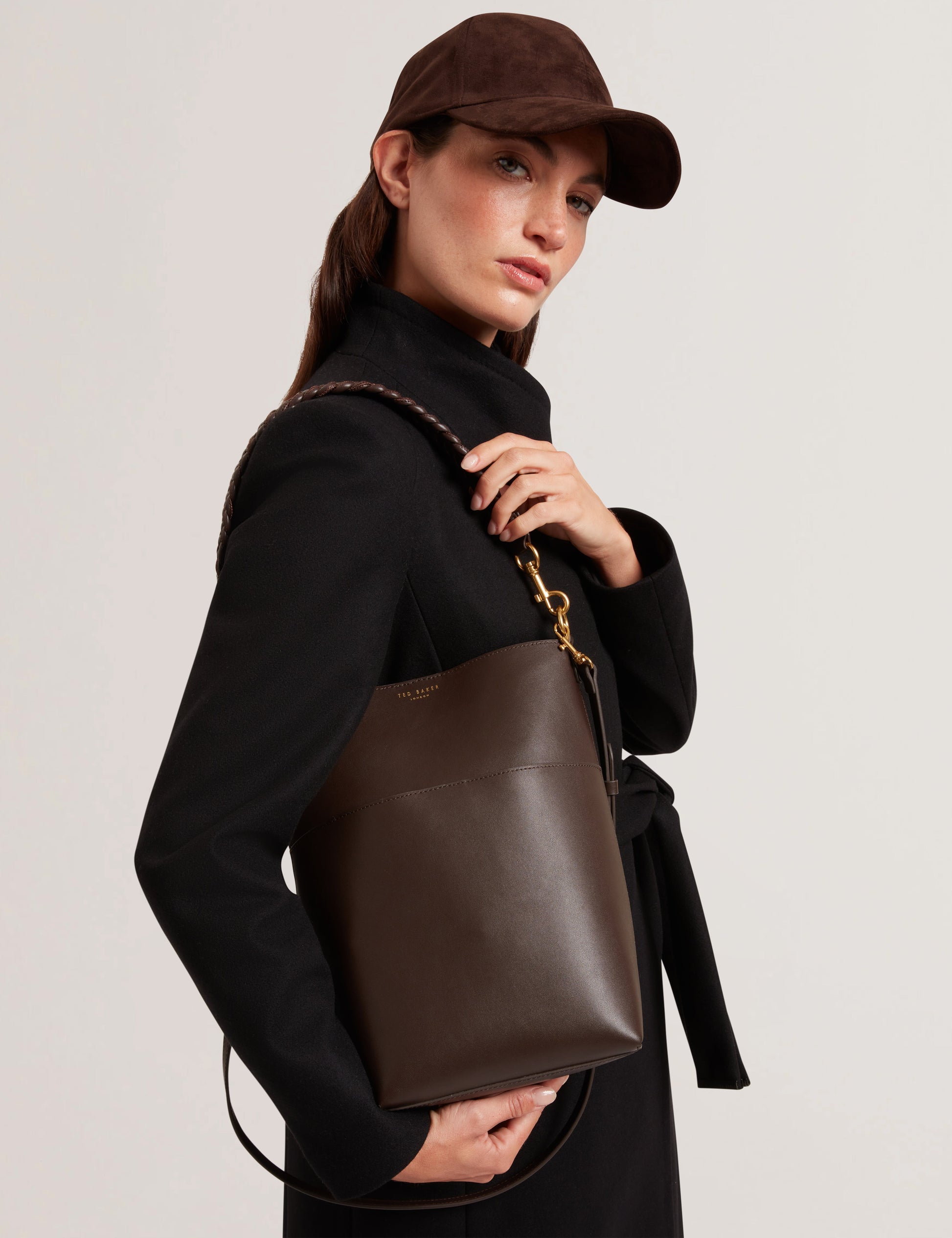 WANNDA: Weave Handle Leather Medium Bucket Bag Ted Baker South Africa