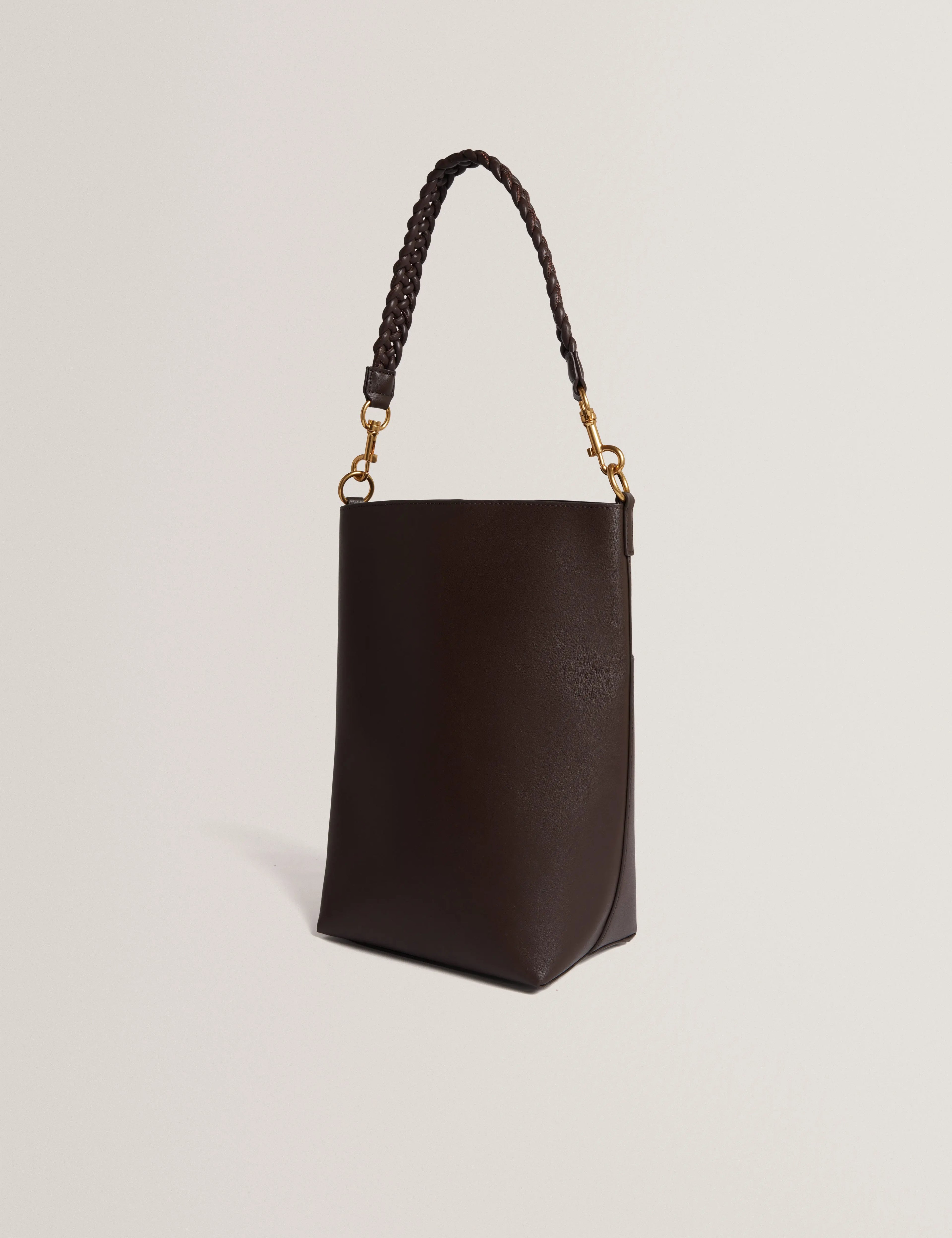 WANNDA: Weave Handle Leather Medium Bucket Bag - Bellabags Ted Baker
