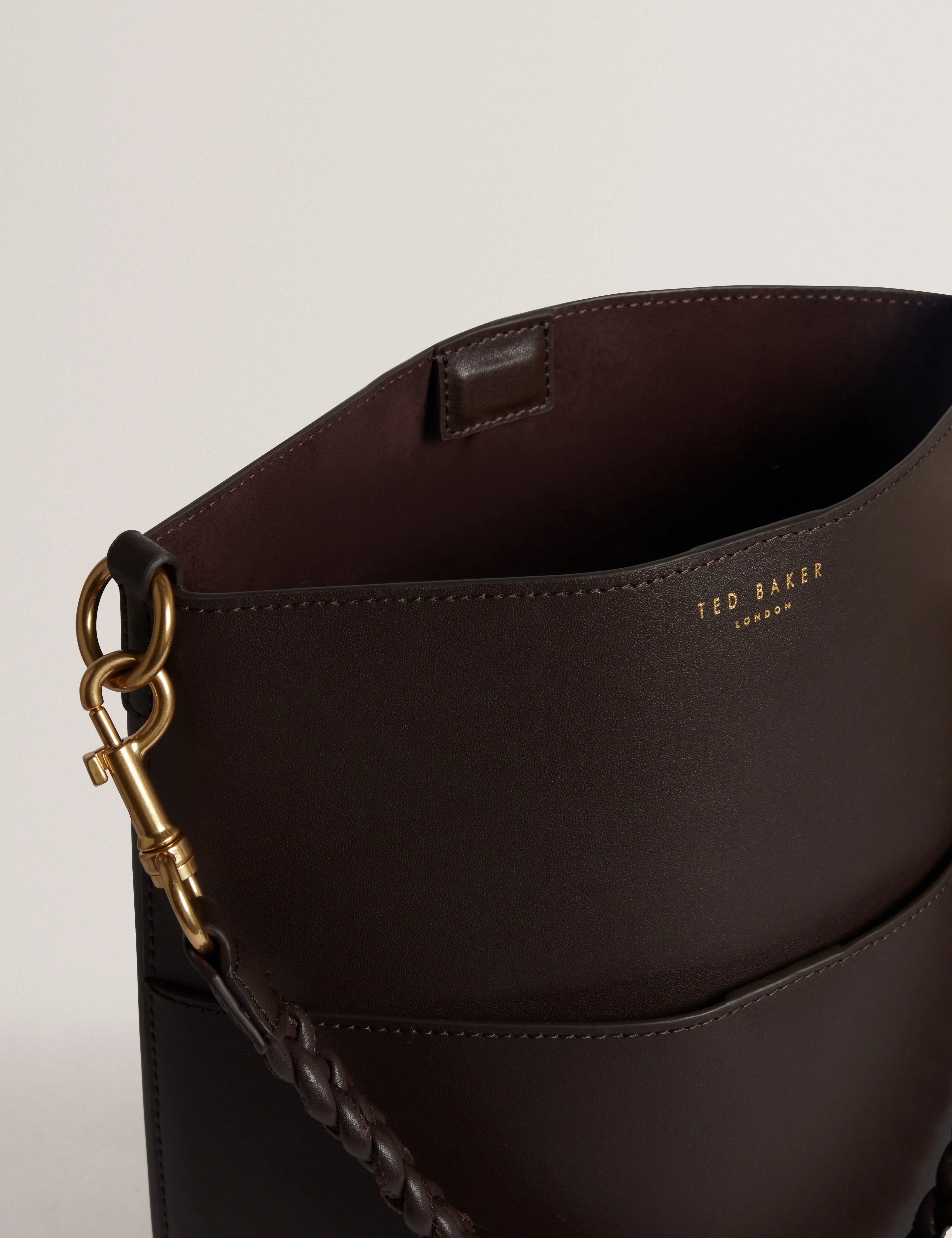 WANNDA: Weave Handle Leather Medium Bucket Bag - Bellabags Ted Baker