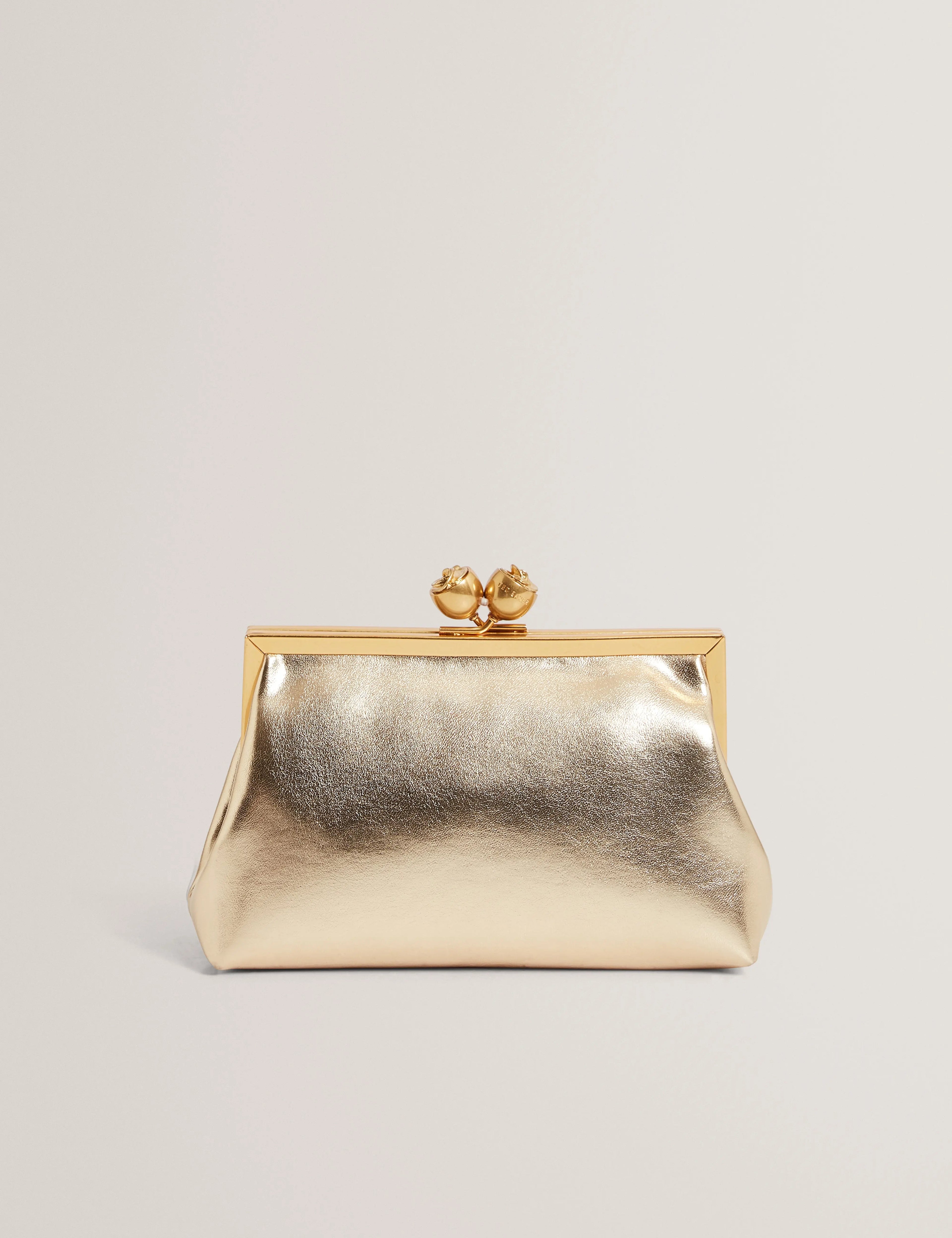 SYLVIII: Rose Detail Leather Metallic Clutch Bag - Bellabags Ted Baker