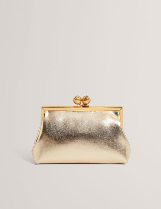 SYLVIII: Rose Detail Leather Metallic Clutch Bag Ted Baker South Africa