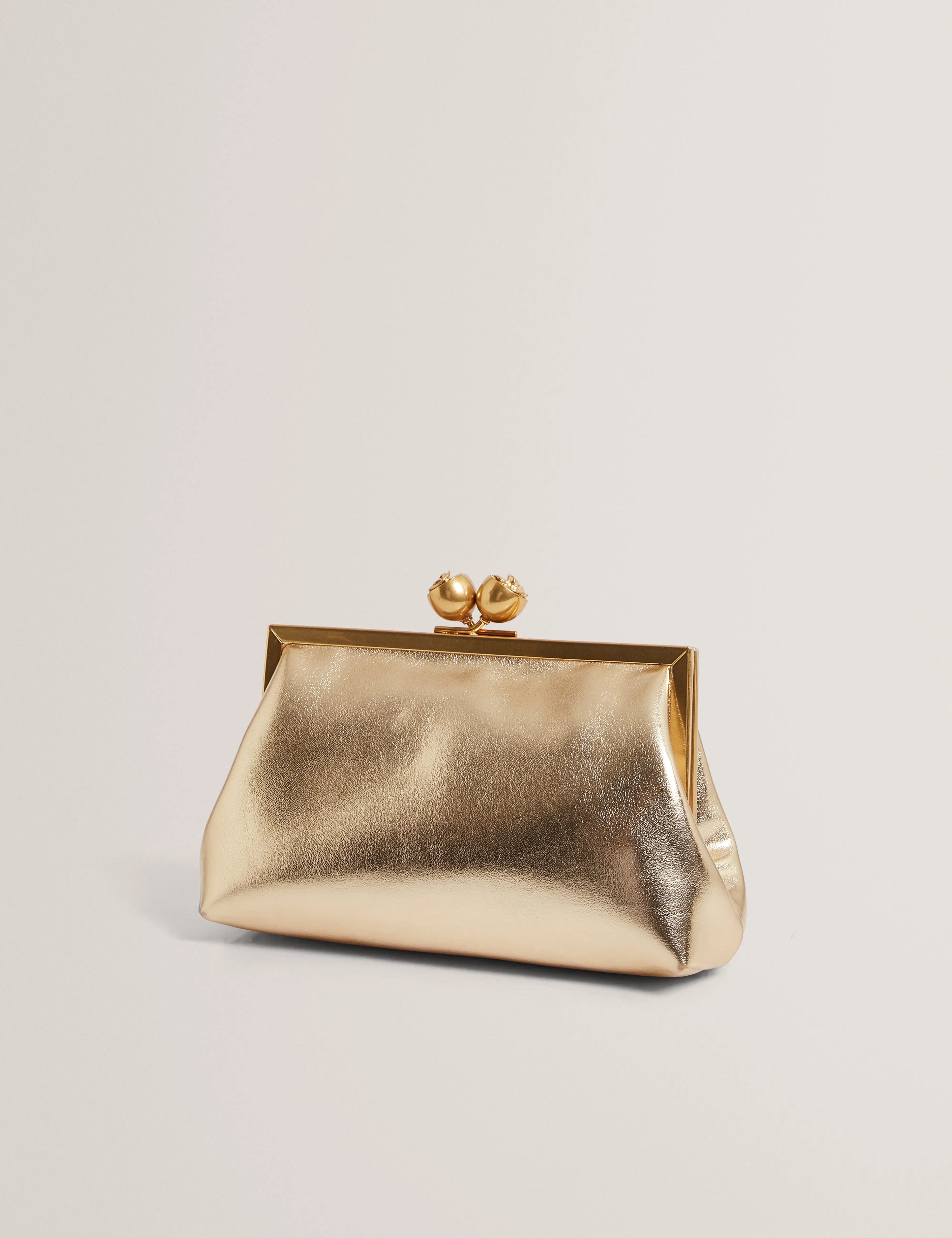 SYLVIII: Rose Detail Leather Metallic Clutch Bag - Bellabags Ted Baker