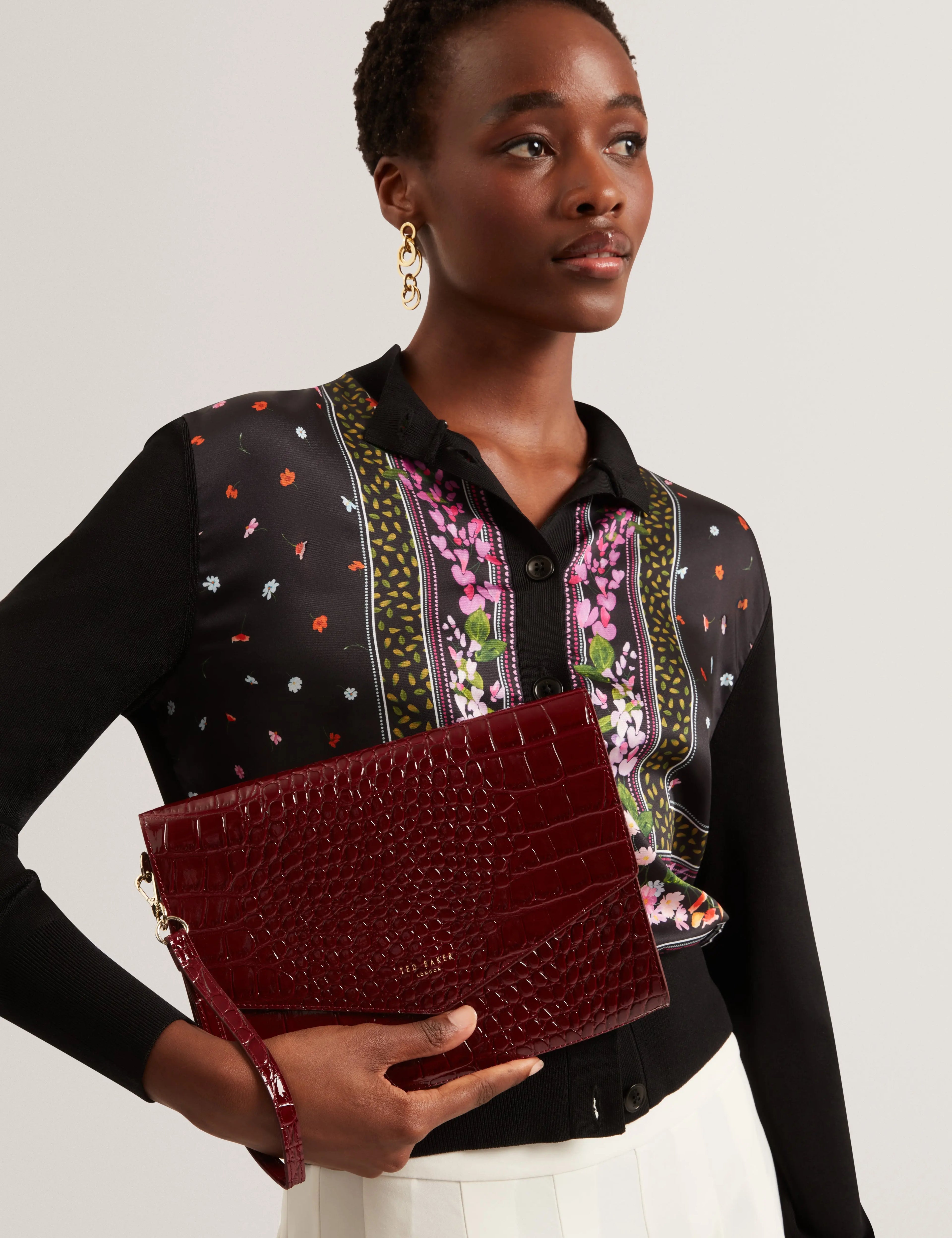 WESSLIE: Croc Effect Icon Envelope Pouch - Bellabags Ted Baker