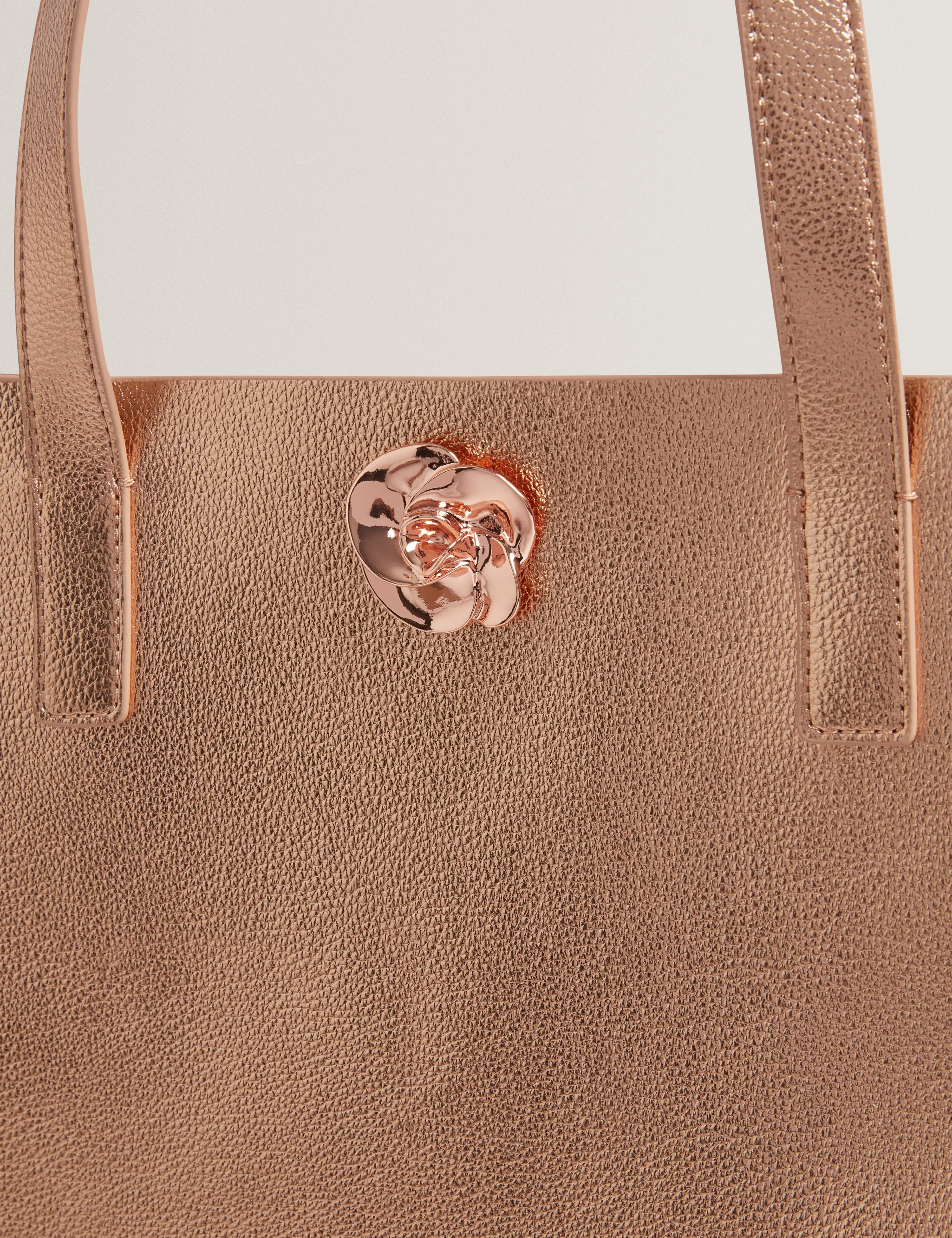 ROSMAH: Rose Detail Metallic Large Icon Bag - Bellabags Ted Baker