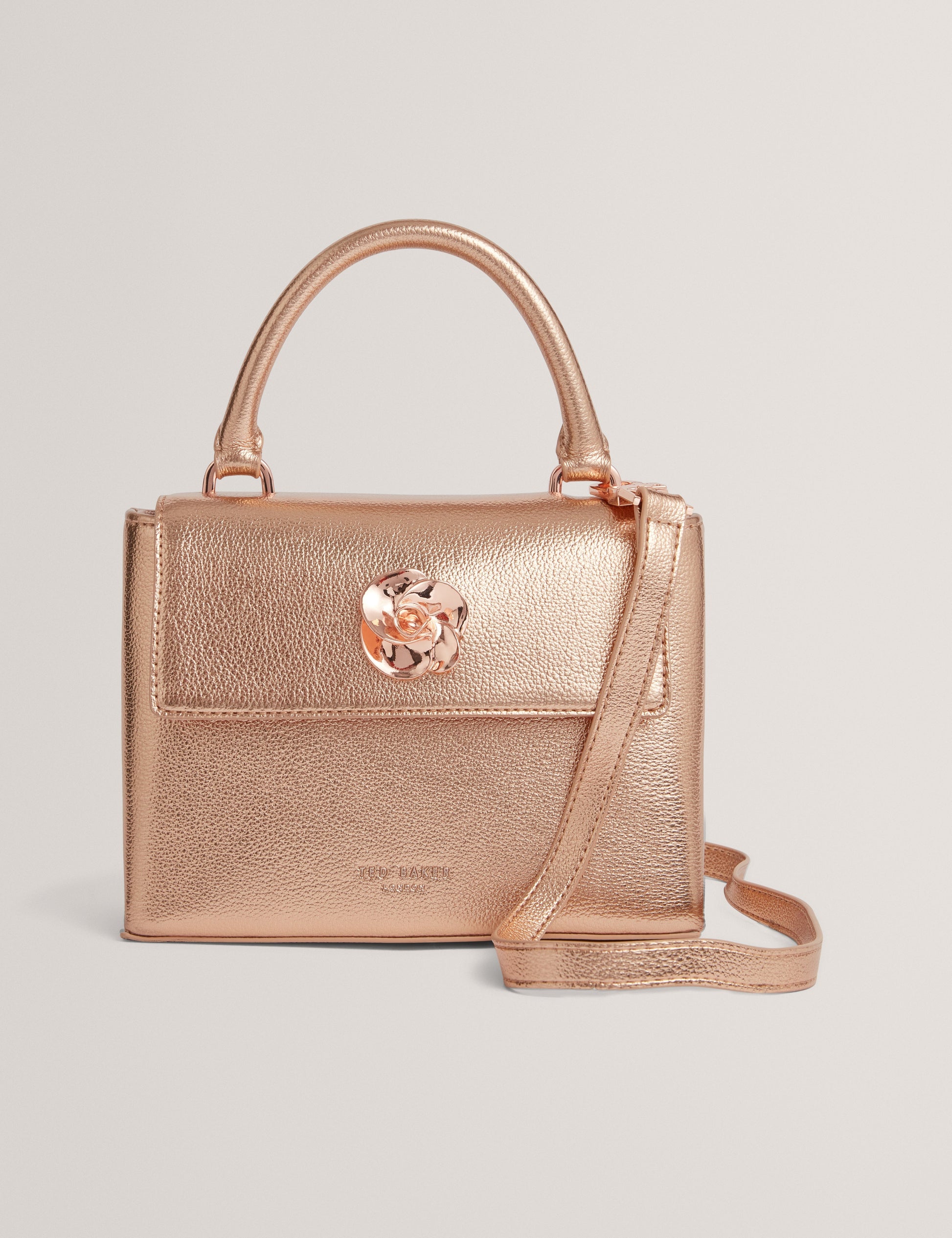 ROSAMA: Rose Detail Mini Metallic Top Handle Bag Ted Baker South Africa