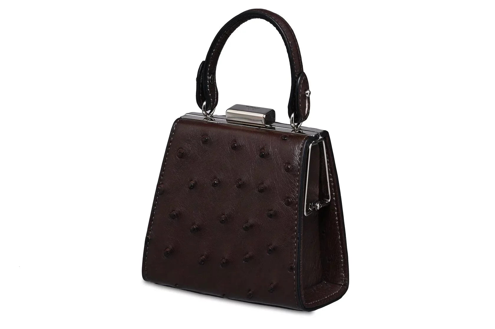 Dark Brown Vegas Ostrich Leather Micro Bag Bellabags Bellabags