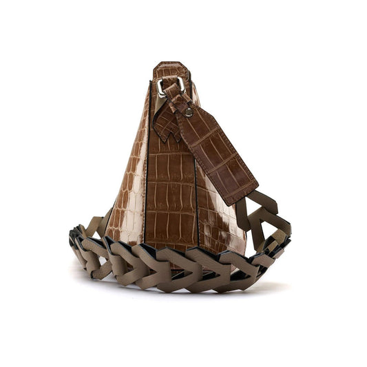 Nude Luna Crocodile Leather Shoulder Bag Bellabags Bellabags