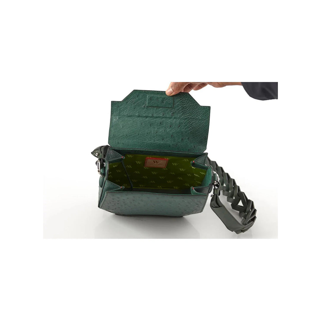 Green Lia Ostrich Leather Shoulder Bag Bellabags Bellabags
