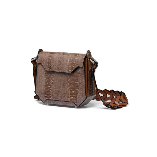 Brown Lia Ostrich Leather Shoulder Bag Bellabags Bellabags