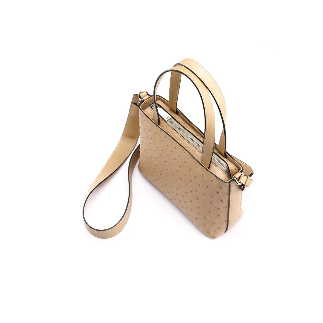 Beige Lily Ostrich Leather Shoulder Bag Bellabags Bellabags