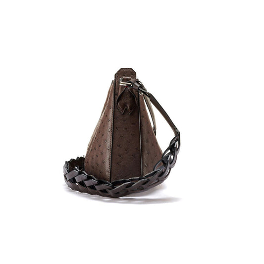 Dark Brown Luna Ostrich Leather Shoulder Bag Bellabags Bellabags