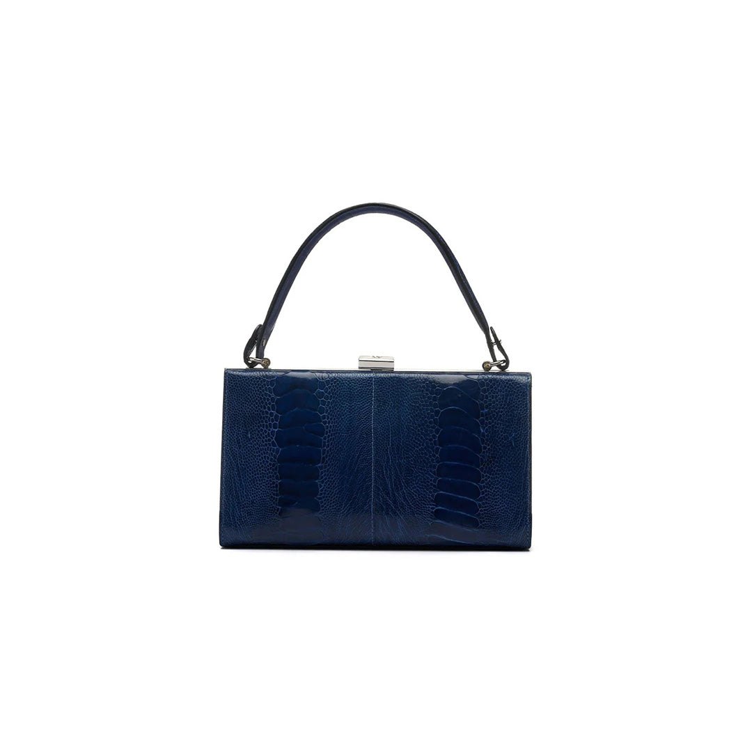 Blue Libby Ostrich Leather Evening Bag Bellabags Bellabags