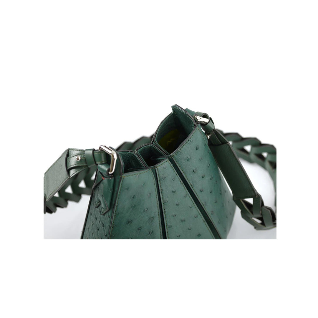 Green Luna Ostrich Leather Shoulder Bag Bellabags Bellabags
