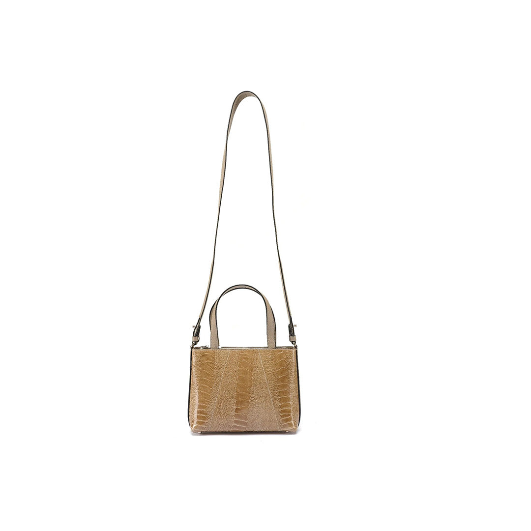Nude Lily Ostrich Leather Shoulder Bag Bellabags Bellabags