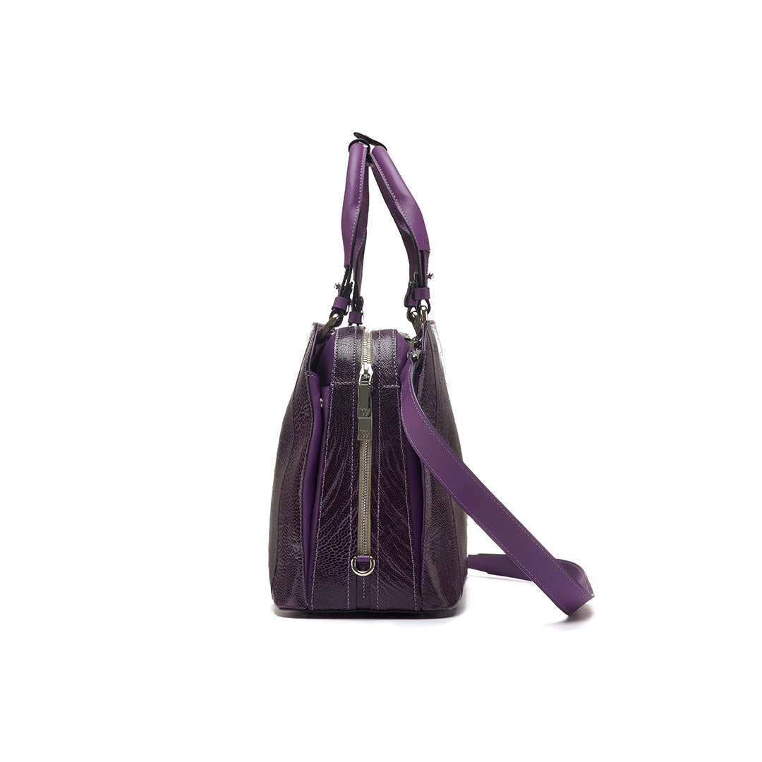 Purple Lexington Ostrich Leg Leather Business Bag Bellabags Bellabags